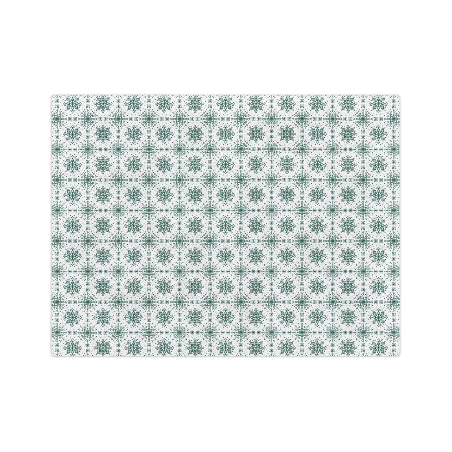 Velveteen Microfiber Blanket - Watercolor Snowflake Design by Anndria - Green and White