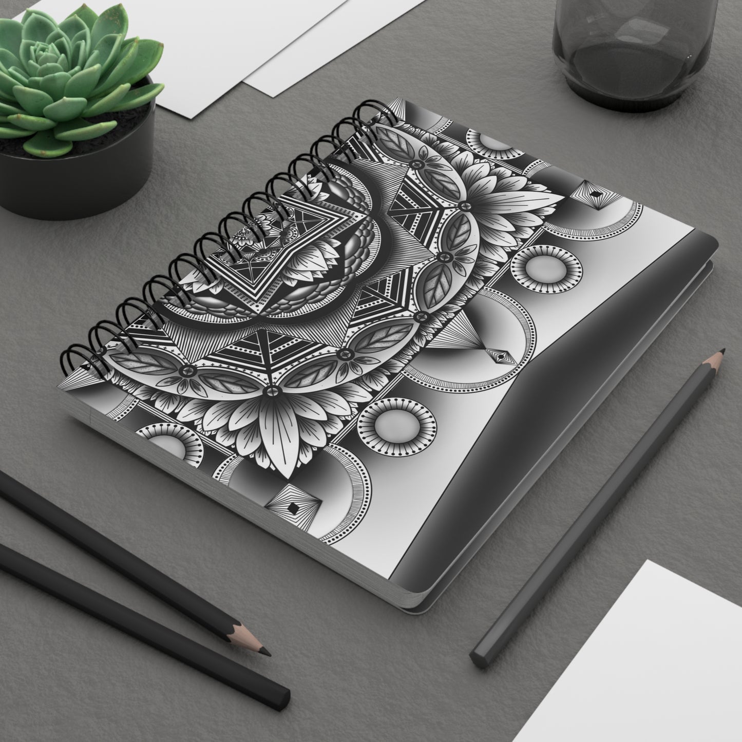 Mandala Art Journal, Meditation Notebook, Sketchbook, Coloring Diary, Black and White Design by Anndria