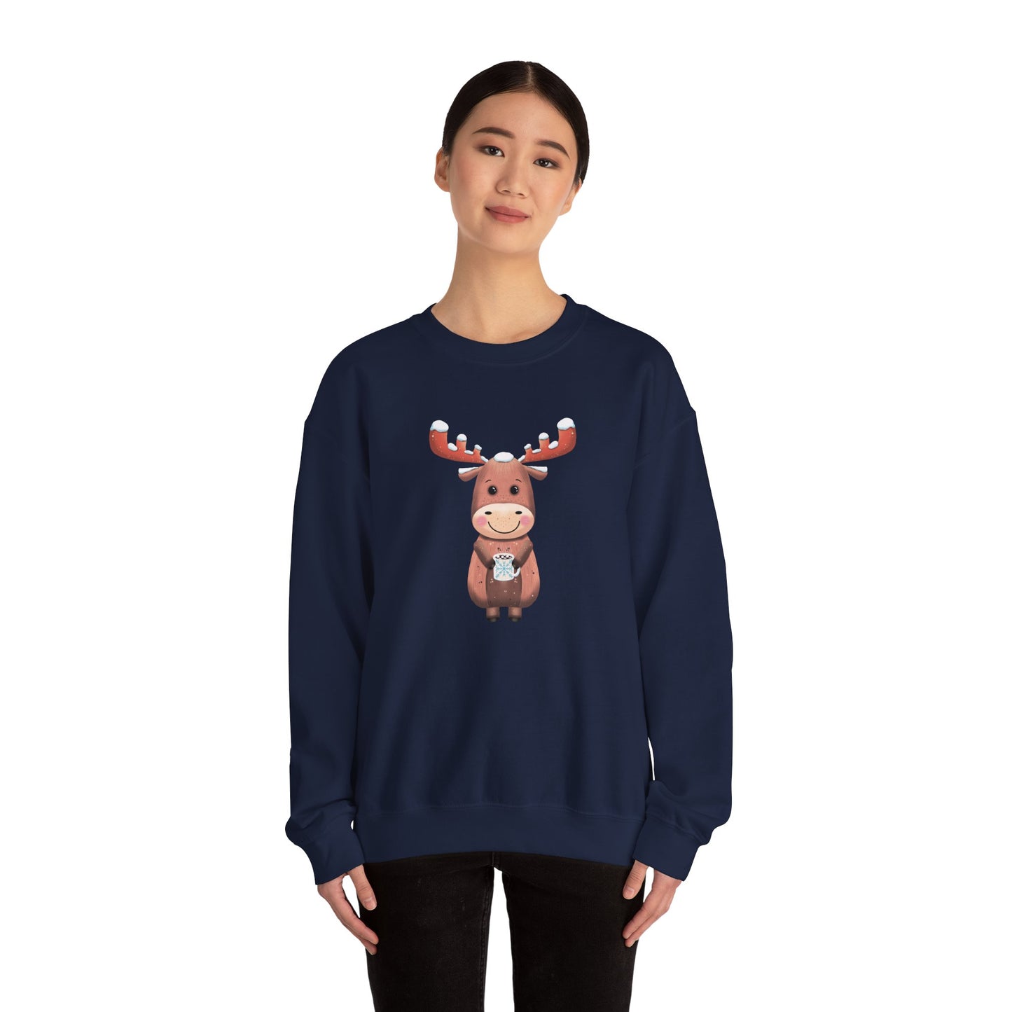 Moose Hot Chocolate Crewneck Sweatshirt by Anndria