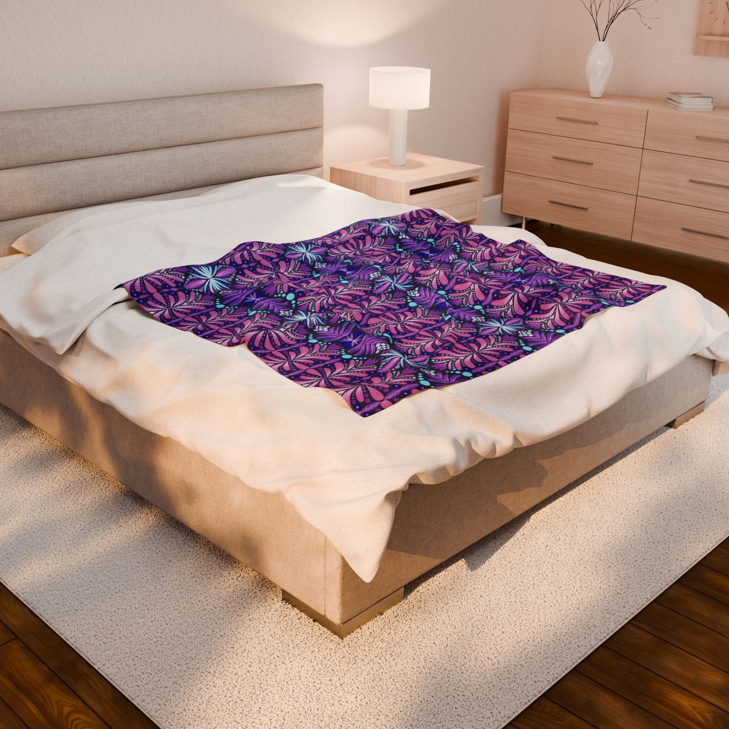 Vibrant Floral Velveteen Plush Blanket – Cozy Home Decor