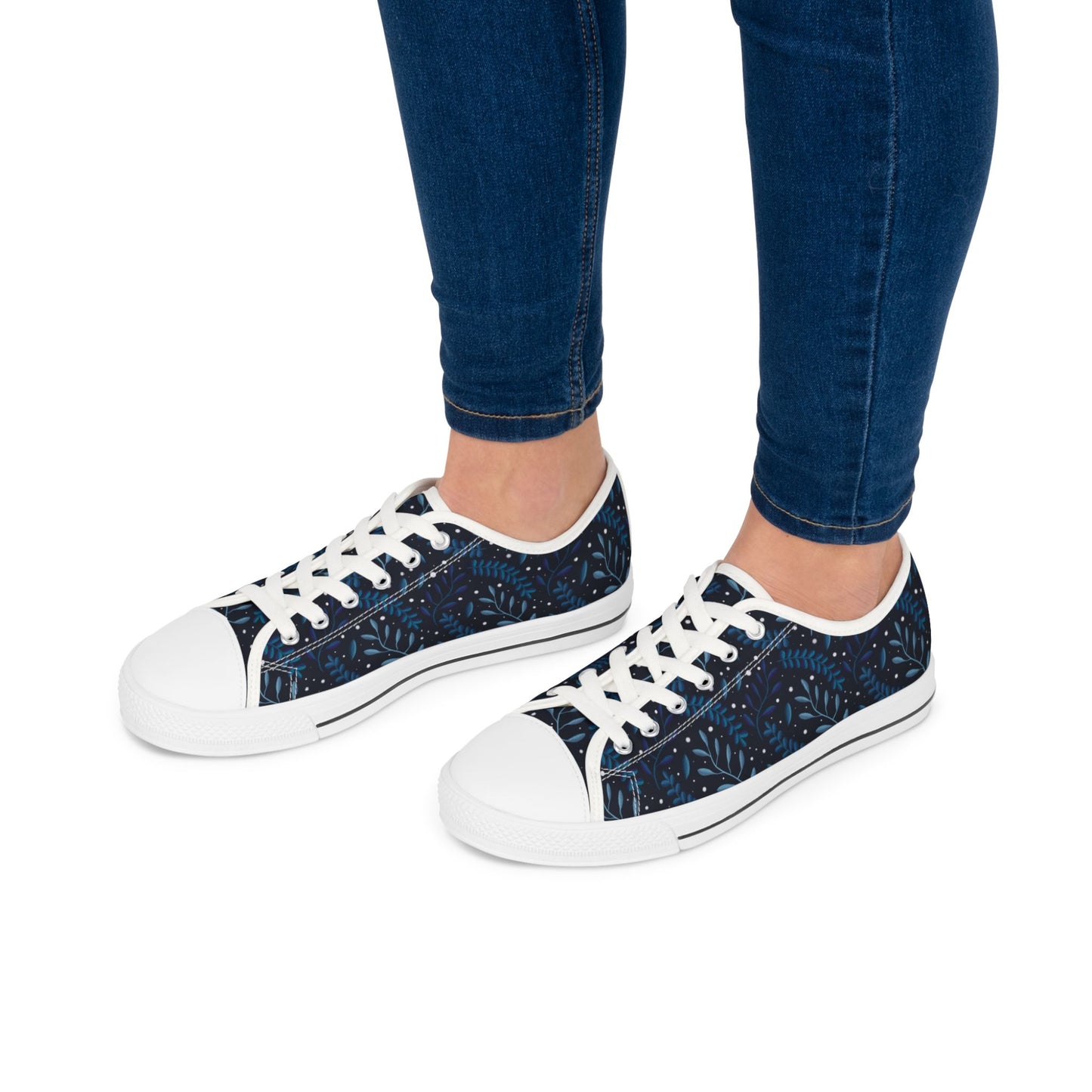 Low Top Sneakers Midnight Blue Forest Design by Anndria
