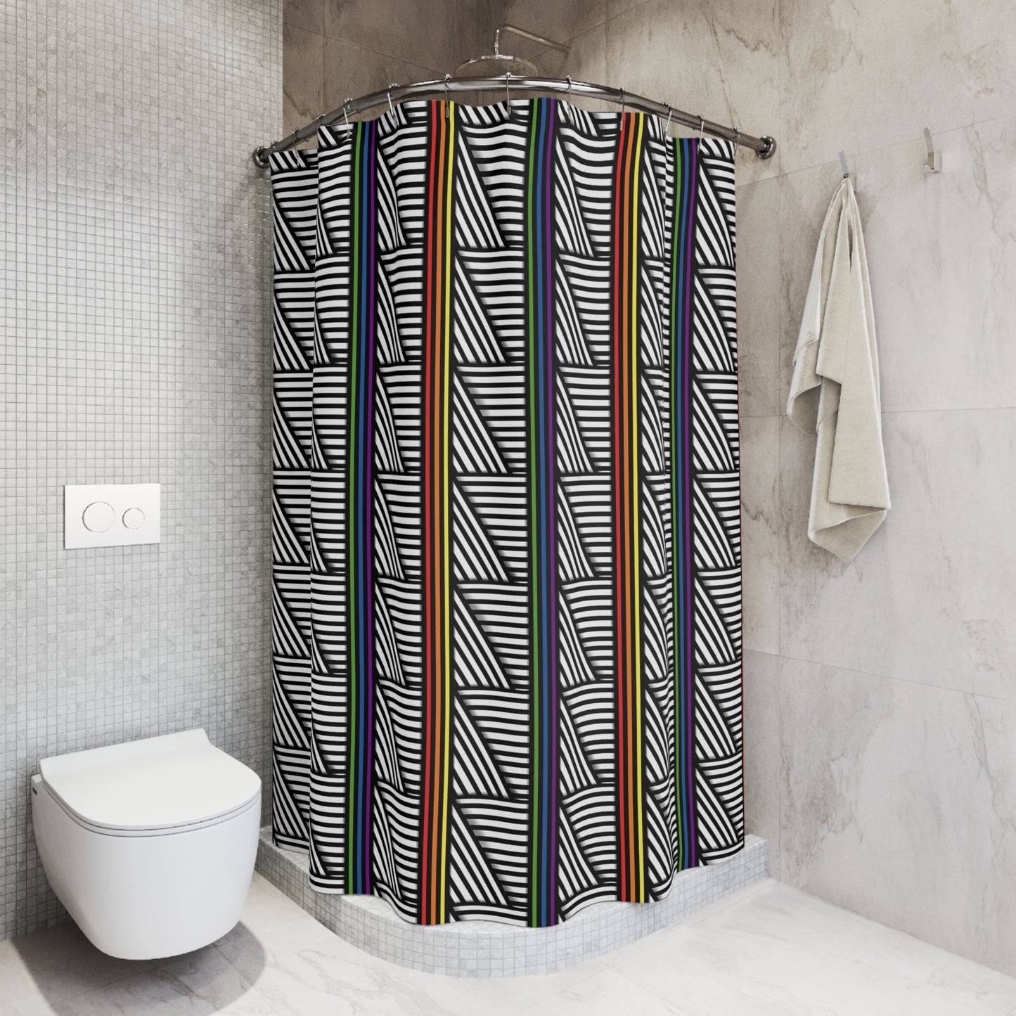 Modern Geometric Shower Curtain - Colorful Striped Pride Pattern