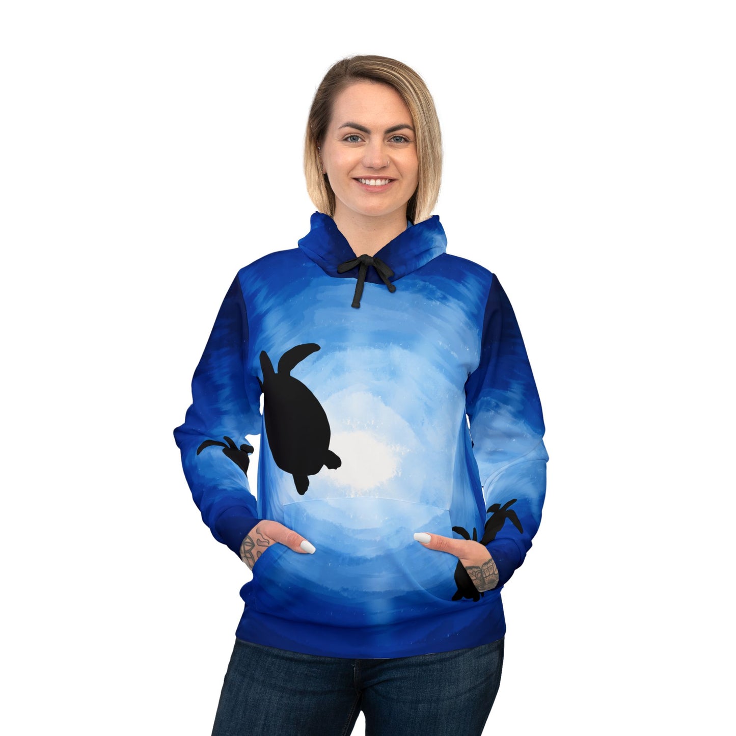 Ocean Blue Turtle Athletic Hoodie - Stylish and Comfortable Activewear