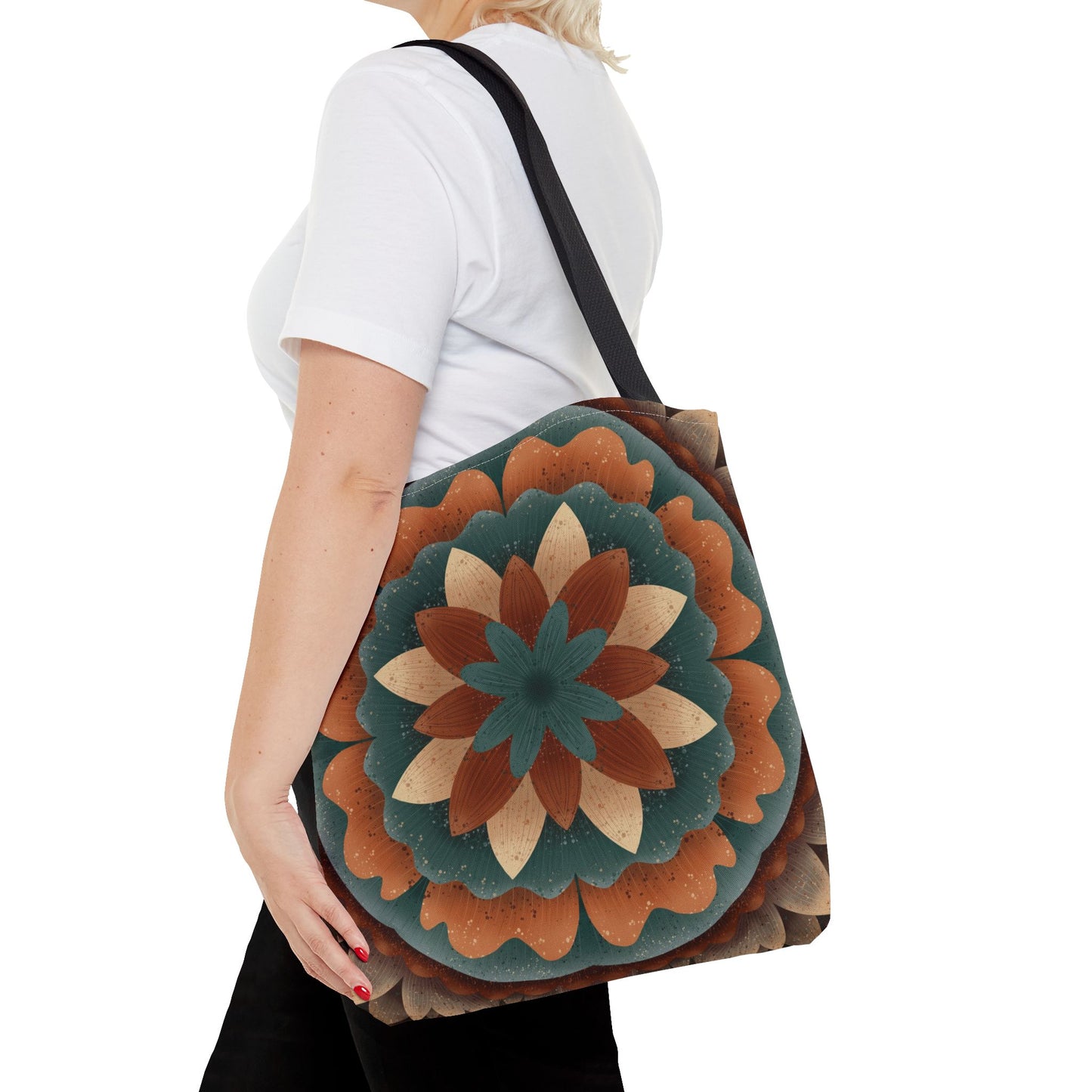 Harvest Harmony Mandala Tote Bag, Fall Vibes Market Bag, Boho Eco-Friendly Shopping Tote, Mandala Print Shoulder Bag, Hippie Reusable