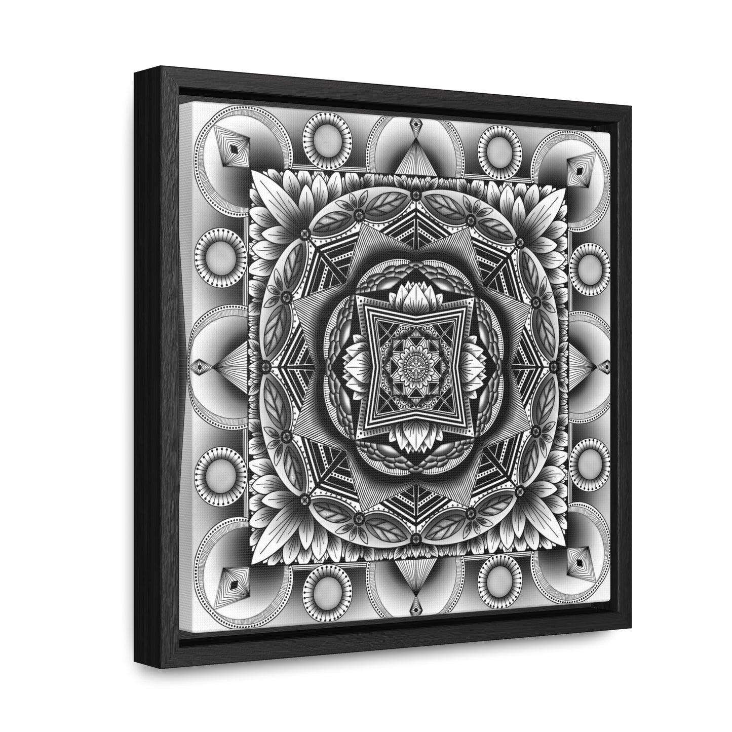 Square Frame Canvas Print, Black and White Mandala Artwork by Anndria, Gallery Wall Decor, Minimalist Home Decoration, Zen Meditation Gift,