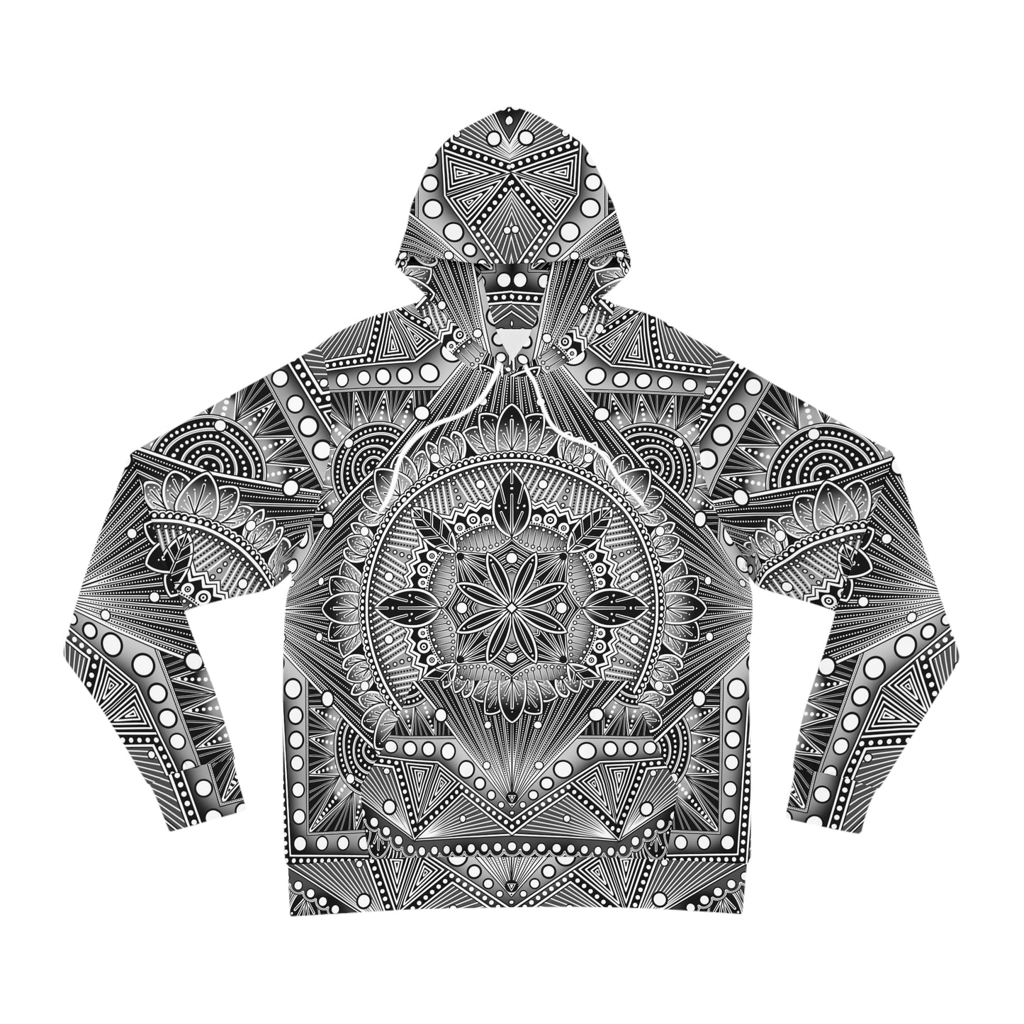 Mandala Fashion Hoodie, Hand-Drawn Black and White Artwork, Anndria Design, Boho Chic Sweatshirt, Unique Hooded Top, Trendy Pullover, Cozy