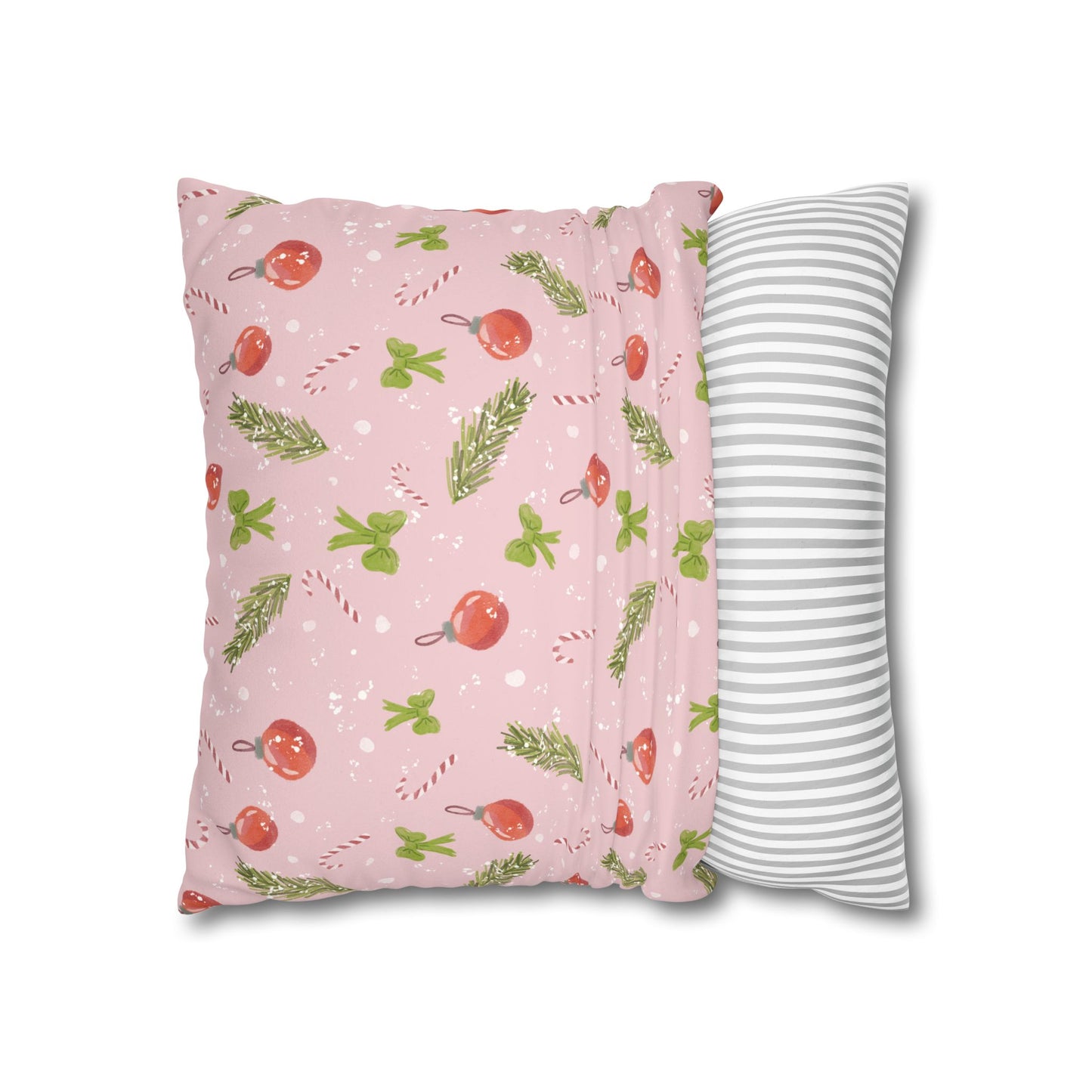 Pillowcase Watercolor Christmas Trim Pattern - Pink