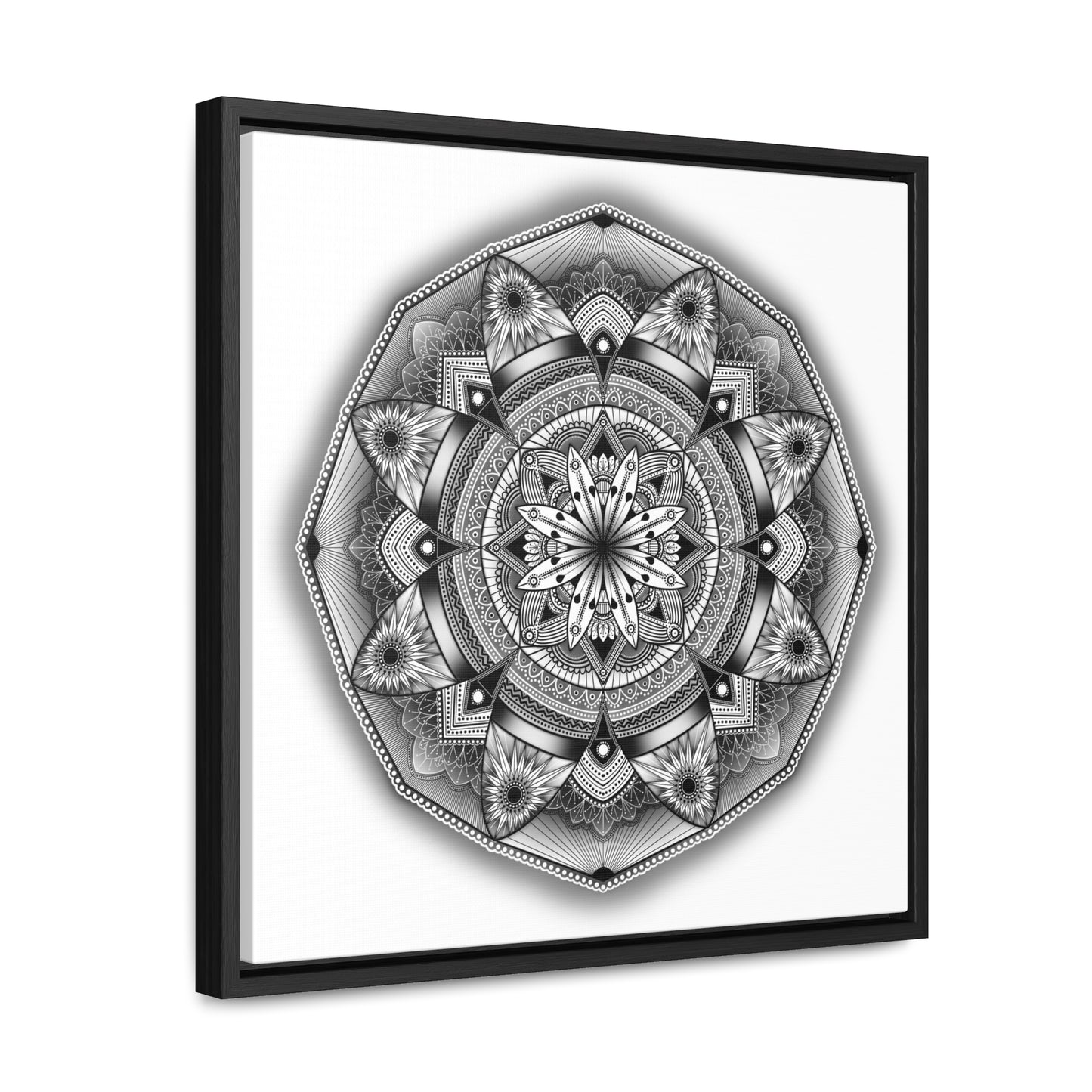 Square Frame Canvas Print, Black and White Mandala Artwork by Anndria, Gallery Wall Decor, Minimalist Home Decoration, Zen Meditation Gift,