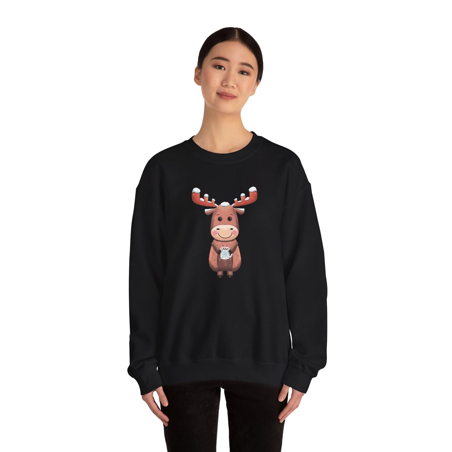 Moose Hot Chocolate Crewneck Sweatshirt by Anndria