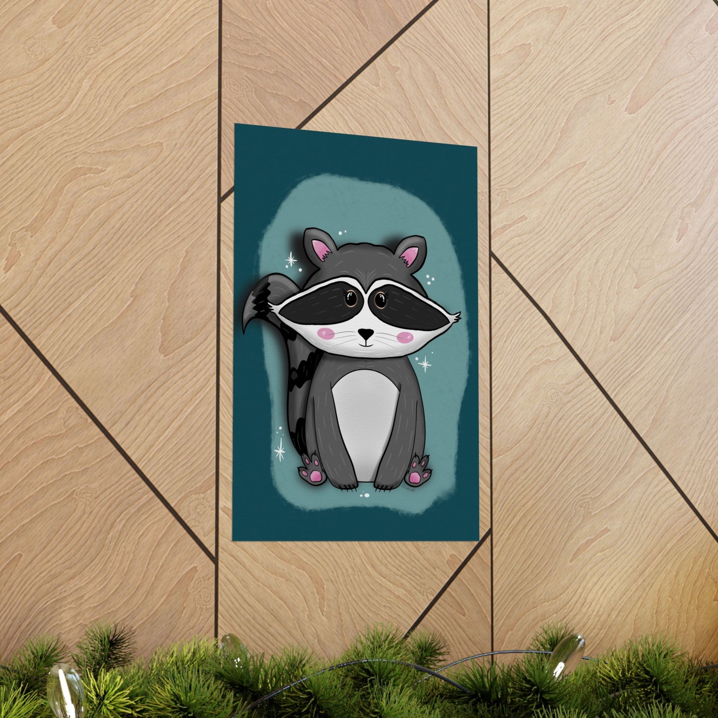 Vertical Poster, Raccoon Art Print, Matte Wall Decor, Midnight Mischief by Anndria, Animal Lover Gift, Nature Illustration, Cute Home Decor,