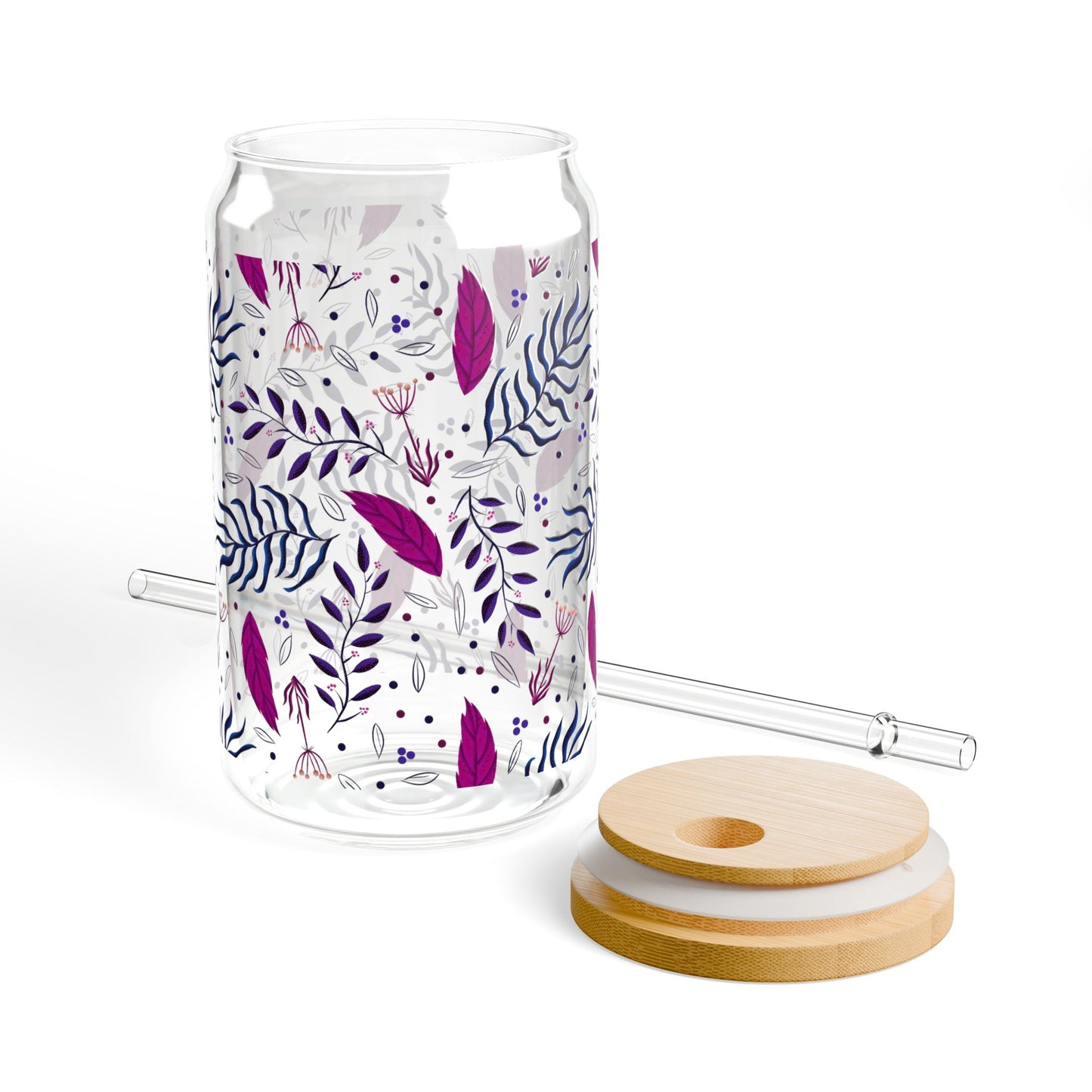 Sipper Glass - Midnight Purple Forest Design 16oz