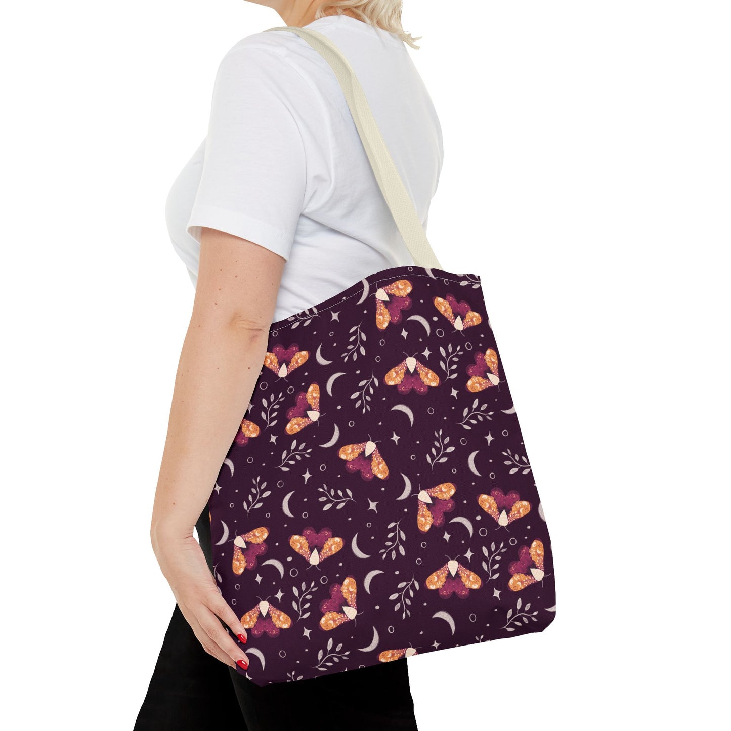Moth Tote Bag Orange - Witchy Aesthetic Design by Anndria