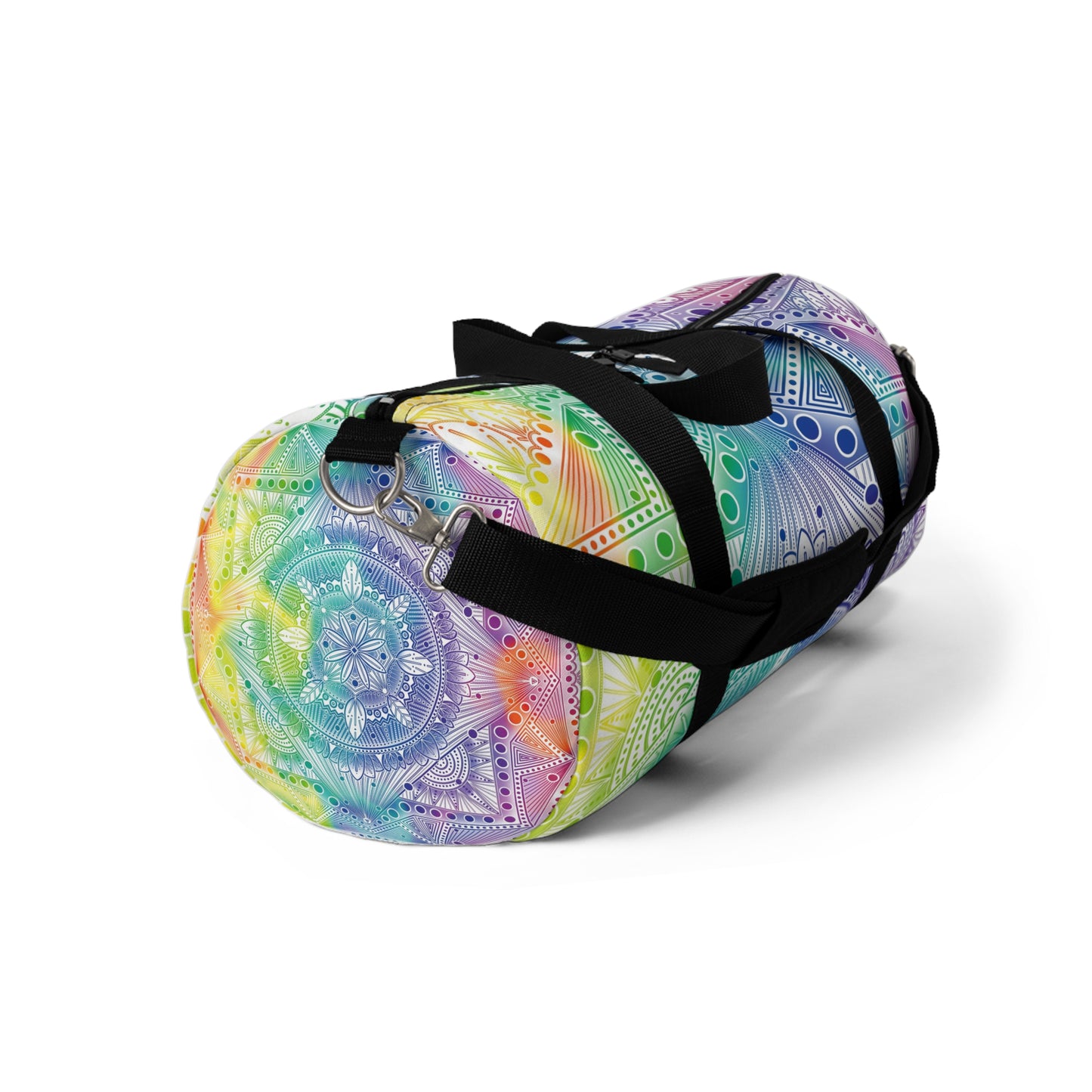 Rainbow Mandala Duffel Bag, Holographic Hiking Gym Weekend Travel Accessories, Custom Anndria Design, Unique Yoga Fitness Tote, Boho