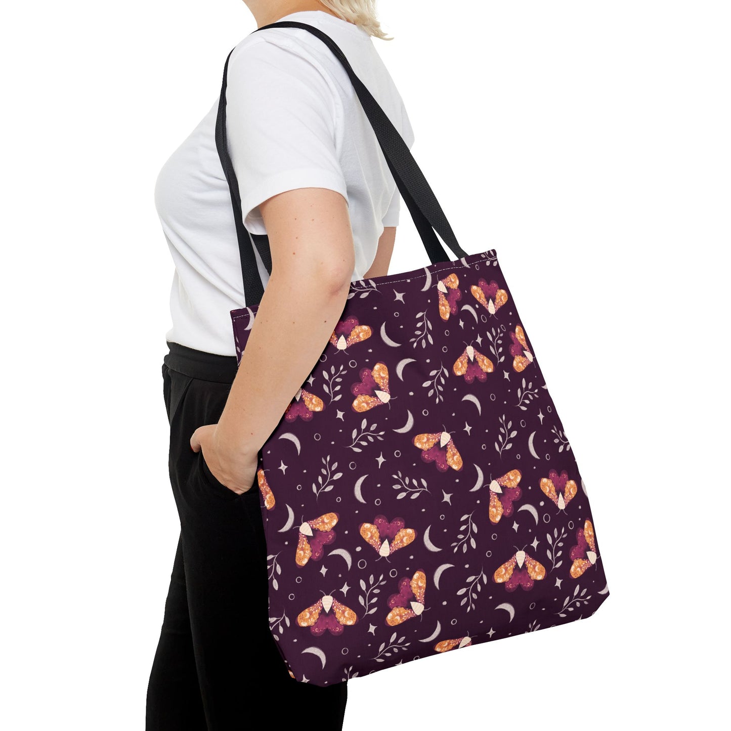 Moth Tote Bag Orange - Witchy Aesthetic Design by Anndria
