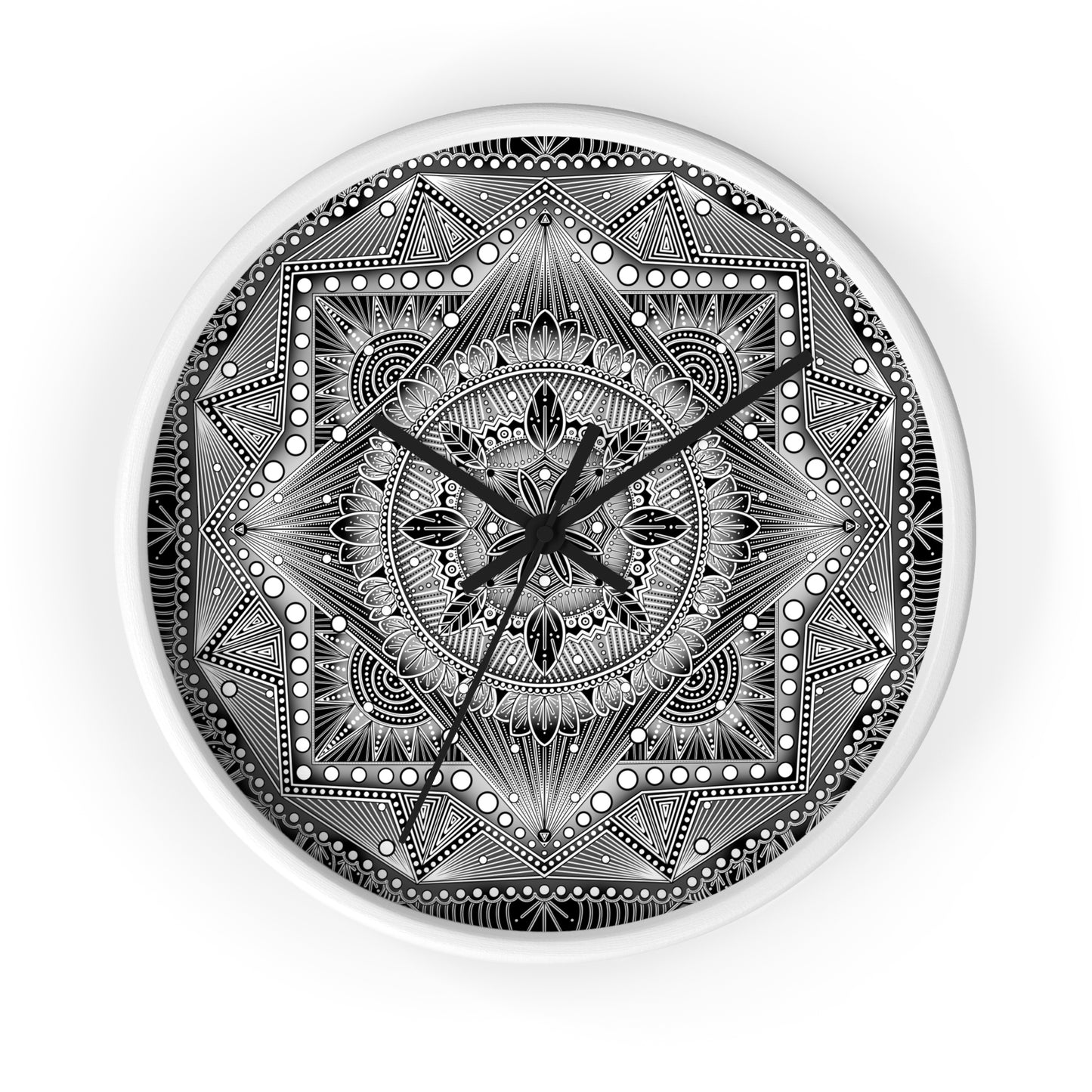 Mandala Wall Clock, Black and White Boho Home Decor, Unique Mandala Artwork, Modern Wall Clock, Mandala Design Decor, Mandala Clock