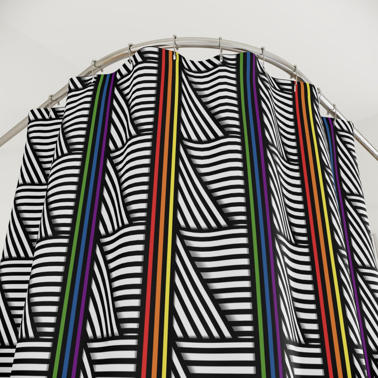 Modern Geometric Shower Curtain - Colorful Striped Pride Pattern
