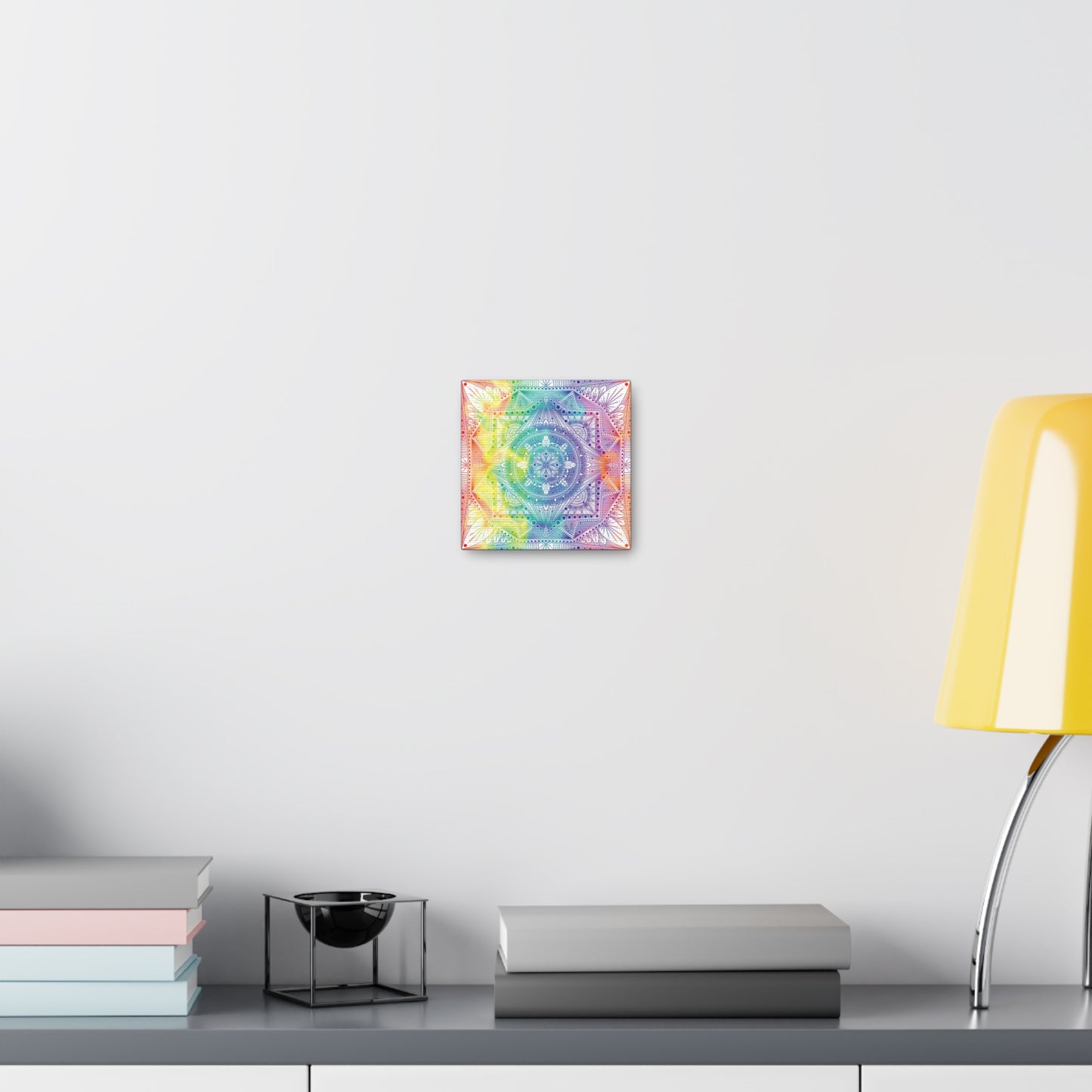 Canvas Wall Art, Rainbow Holographic Psychedelic Mandala by Anndria, Home Decor, Wall Decor, Art Print, Boho Wall Hanging, Hippie Wall
