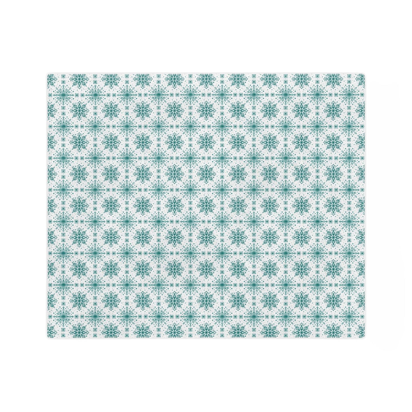 Velveteen Microfiber Blanket - Watercolor Snowflake Design by Anndria - Teal and White