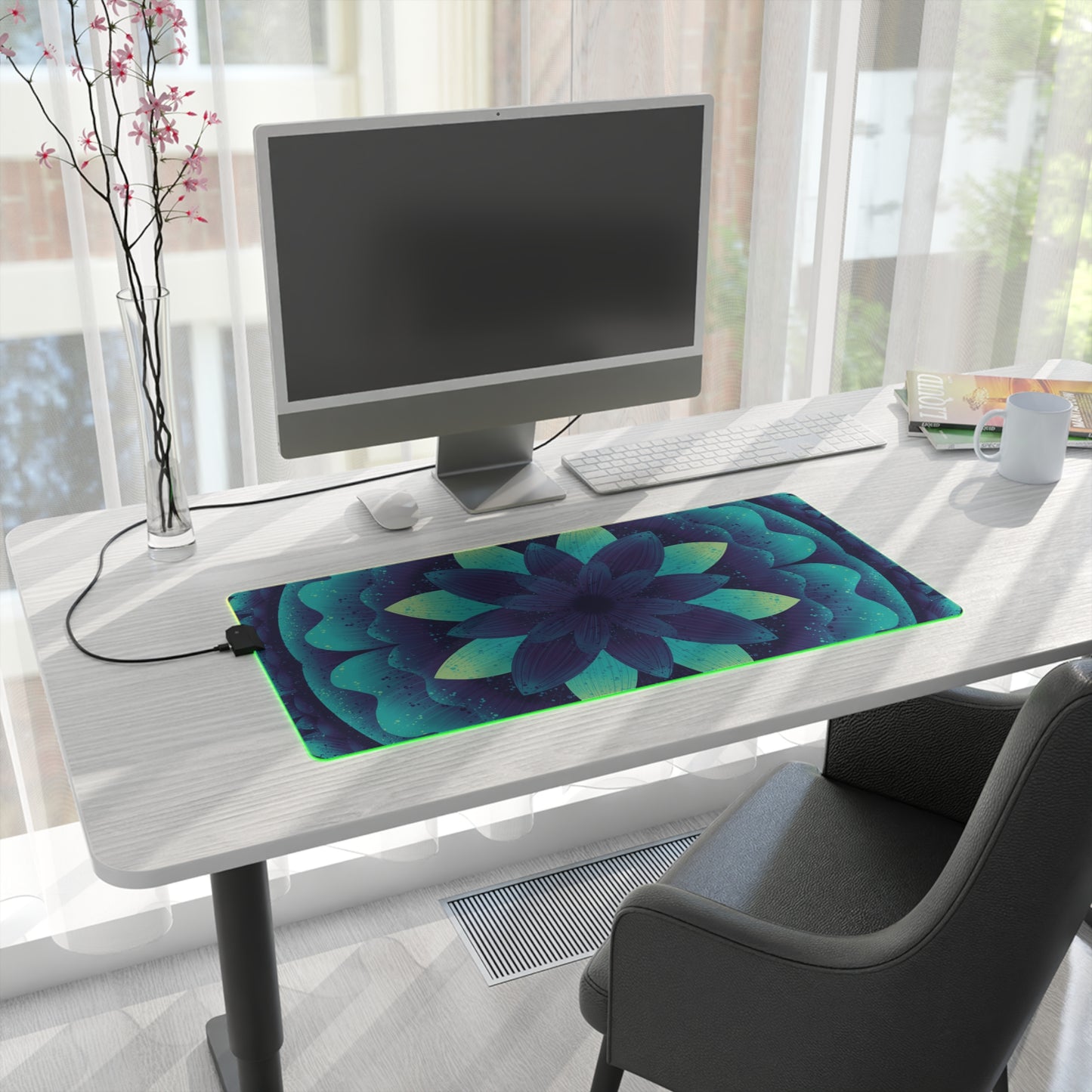 LED Gaming Mouse Pad - Cosmic Glow Artwork, Black Light Effect, Gamer Gift, Desk Decor, Office Supplies