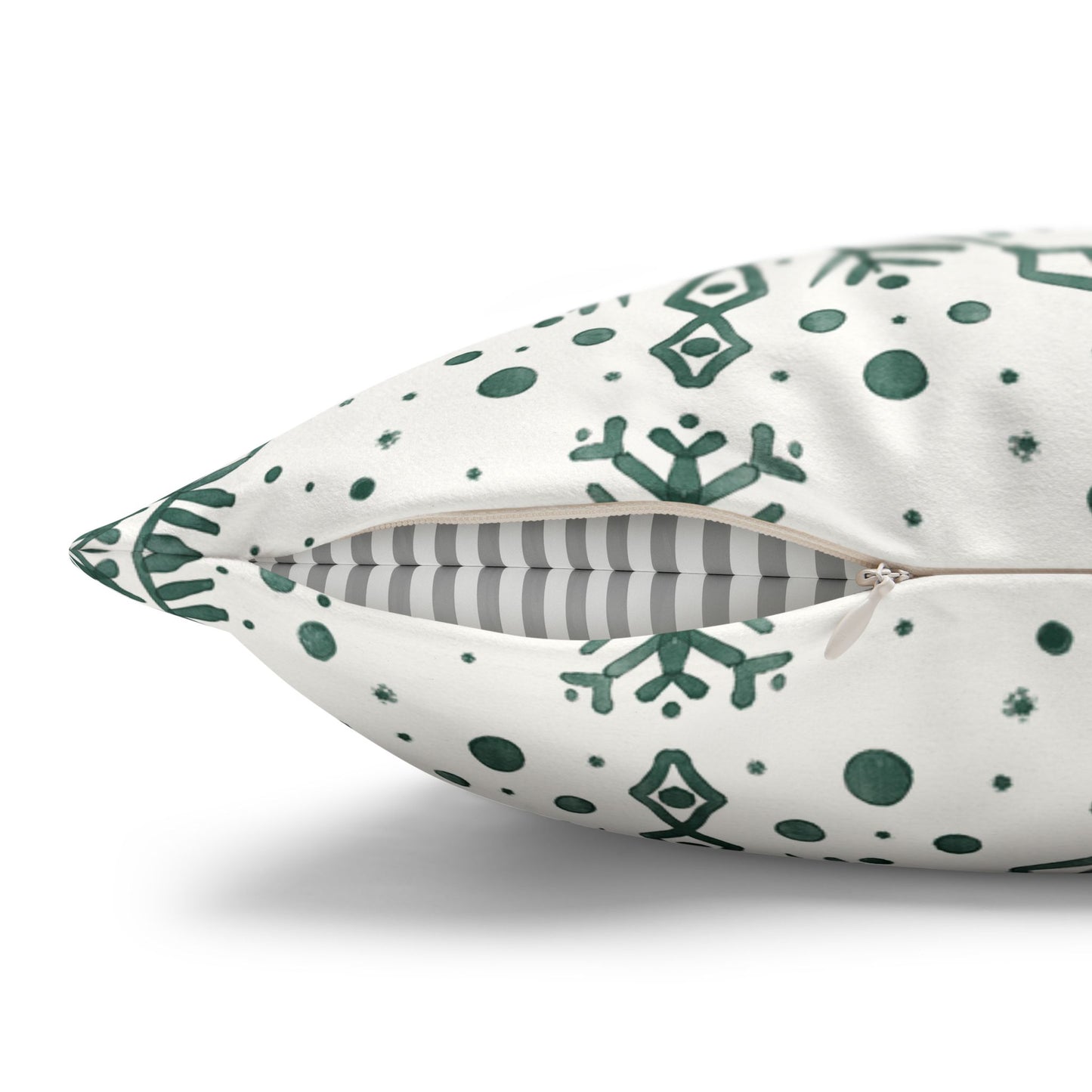 Pillowcase Watercolor Snowflake Design - Green and White