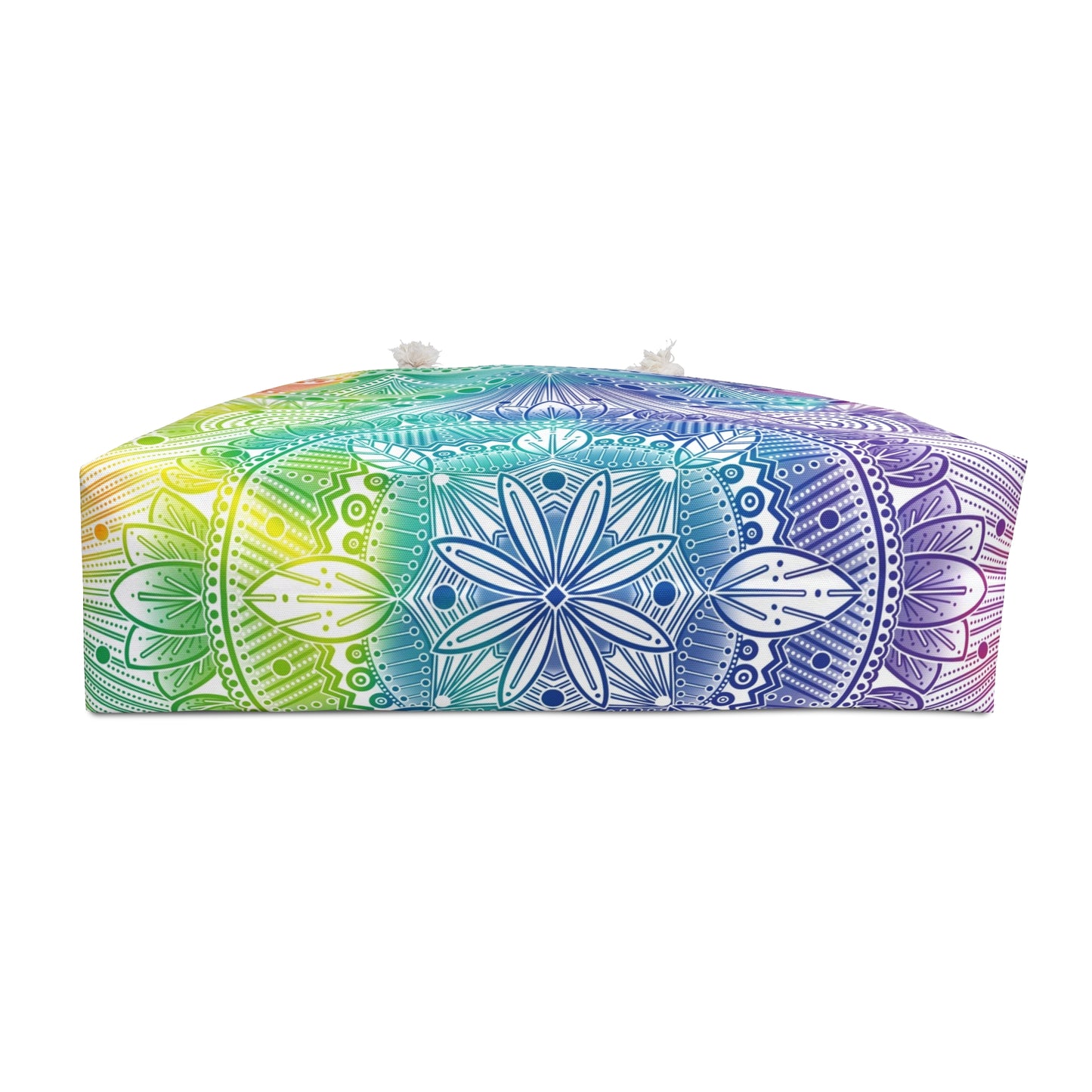 Mandala Weekender Bag, Rainbow Holographic Design by Anndria, Custom Carryall, Unique Overnight Duffle, Boho Travel Tote, Colorful Gym Bag