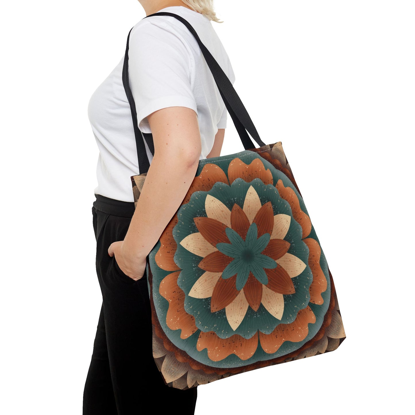 Harvest Harmony Mandala Tote Bag, Fall Vibes Market Bag, Boho Eco-Friendly Shopping Tote, Mandala Print Shoulder Bag, Hippie Reusable