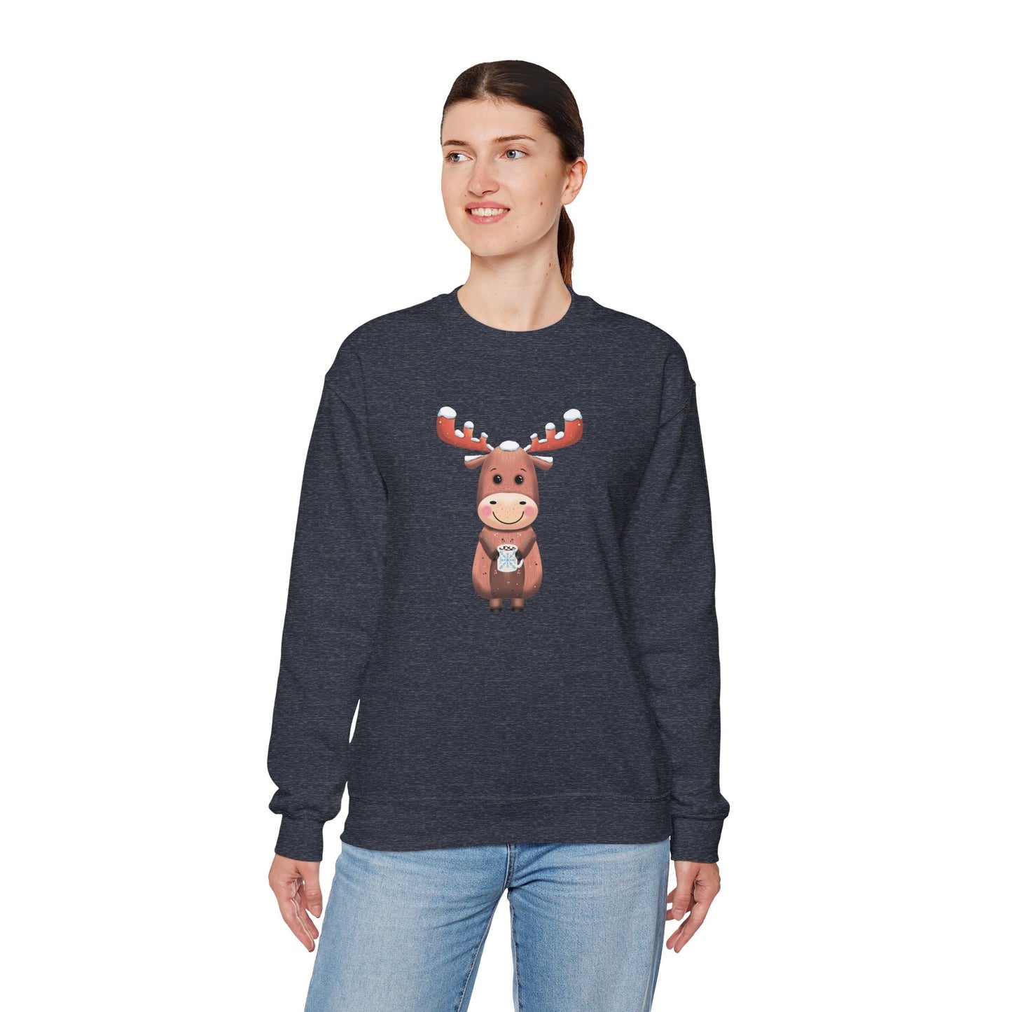 Moose Hot Chocolate Crewneck Sweatshirt by Anndria