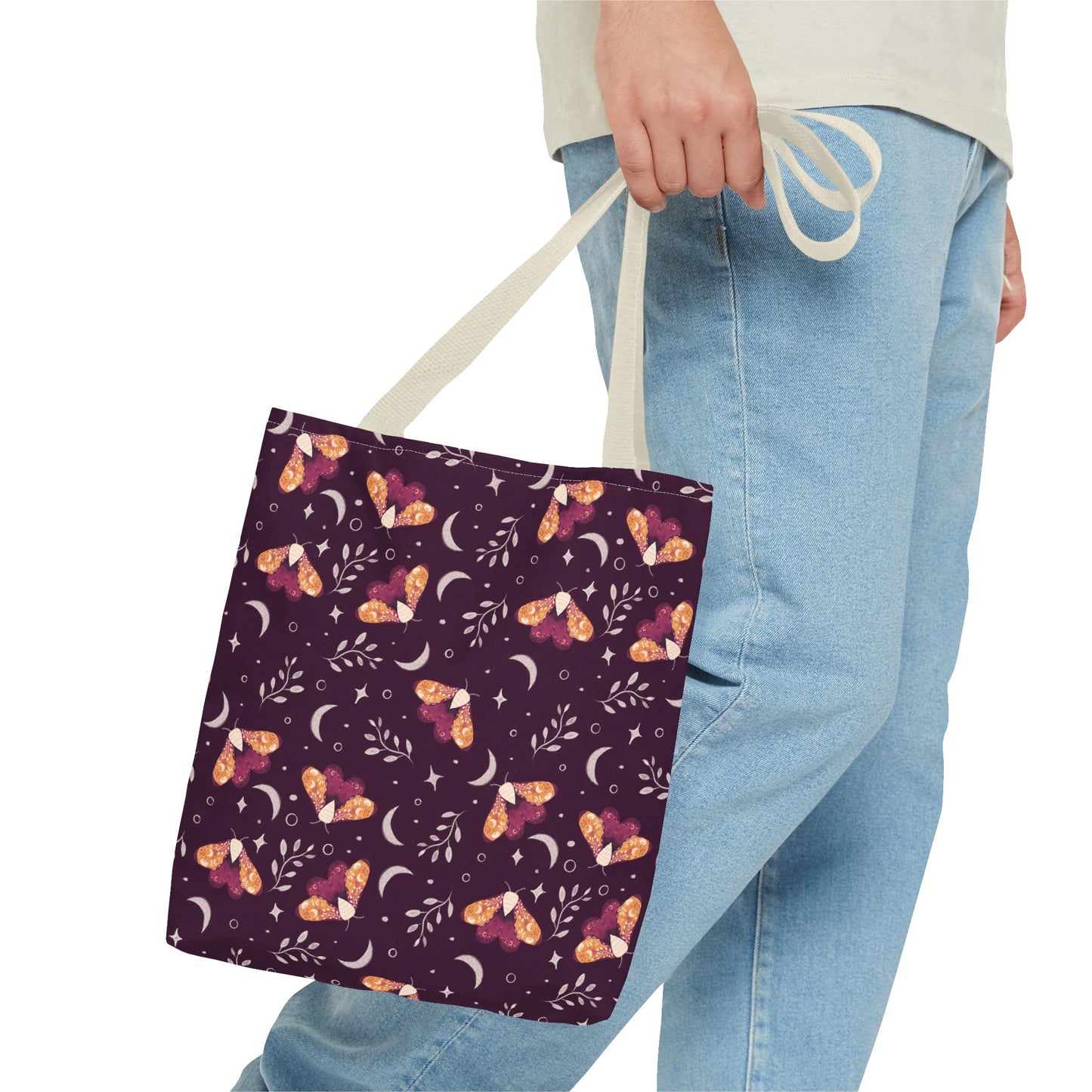 Moth Tote Bag Orange - Witchy Aesthetic Design by Anndria