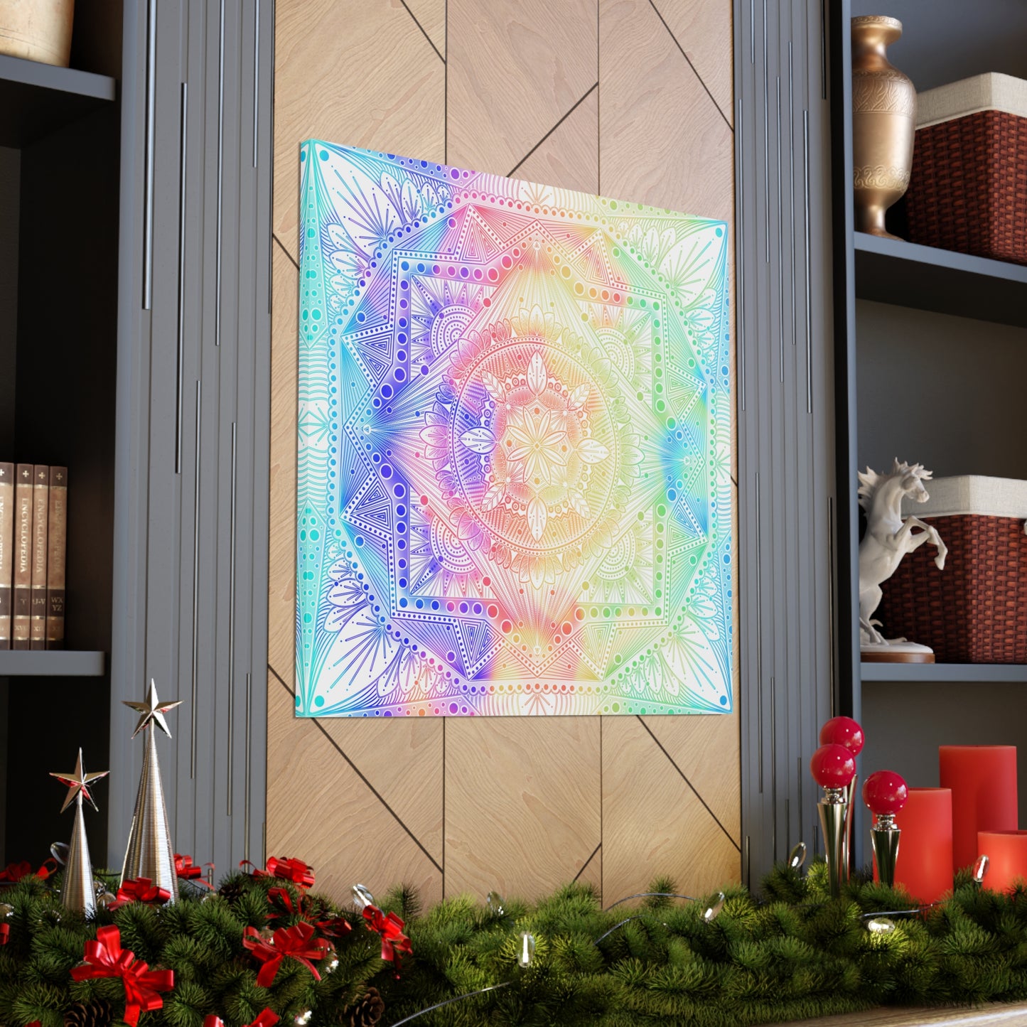 Canvas Wall Art, Celestial Kaleidoscope Mandala by Anndria, Home Decor, Wall Decor, Art Print, Boho Wall Hanging, Hippie Wall