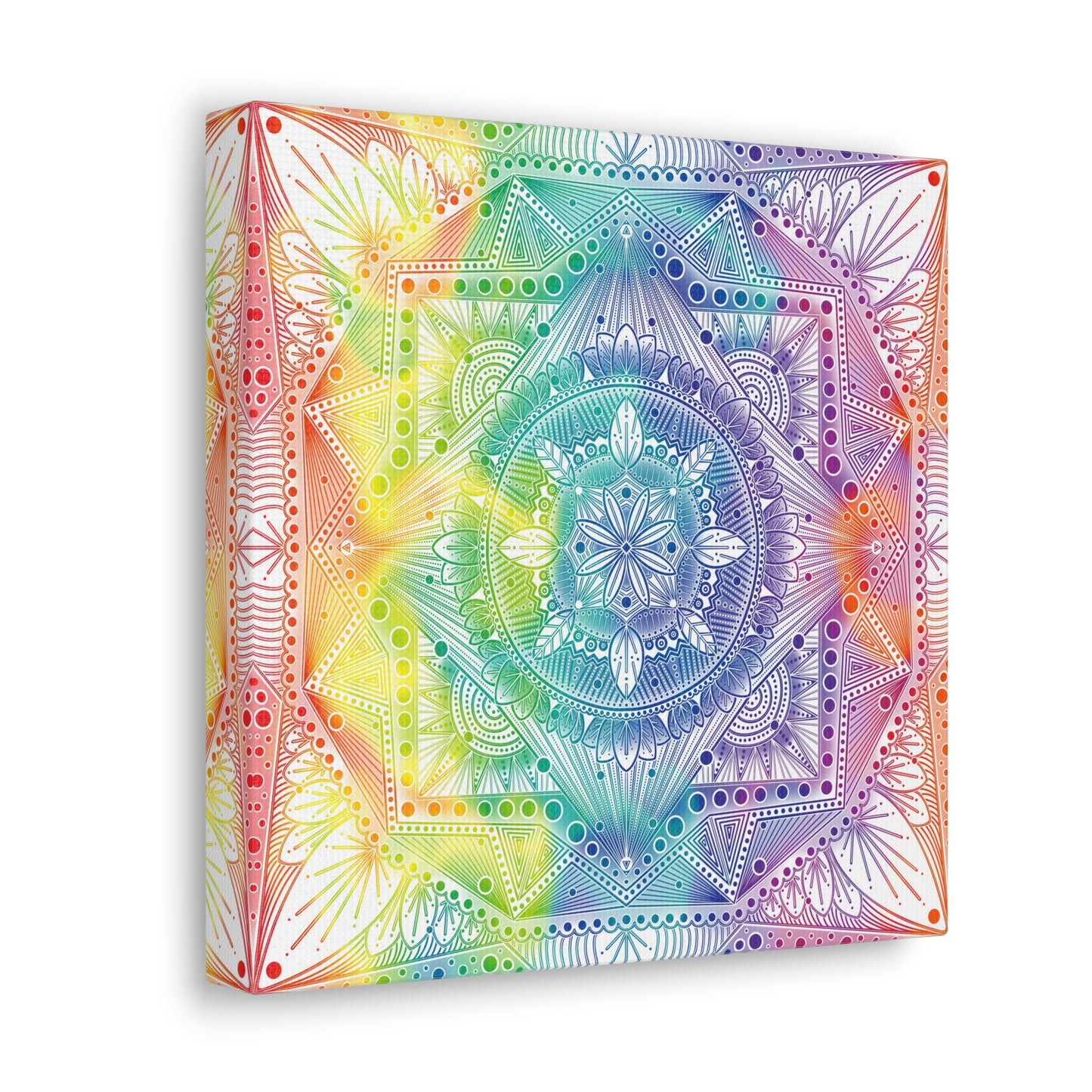 Canvas Wall Art, Rainbow Holographic Psychedelic Mandala by Anndria, Home Decor, Wall Decor, Art Print, Boho Wall Hanging, Hippie Wall