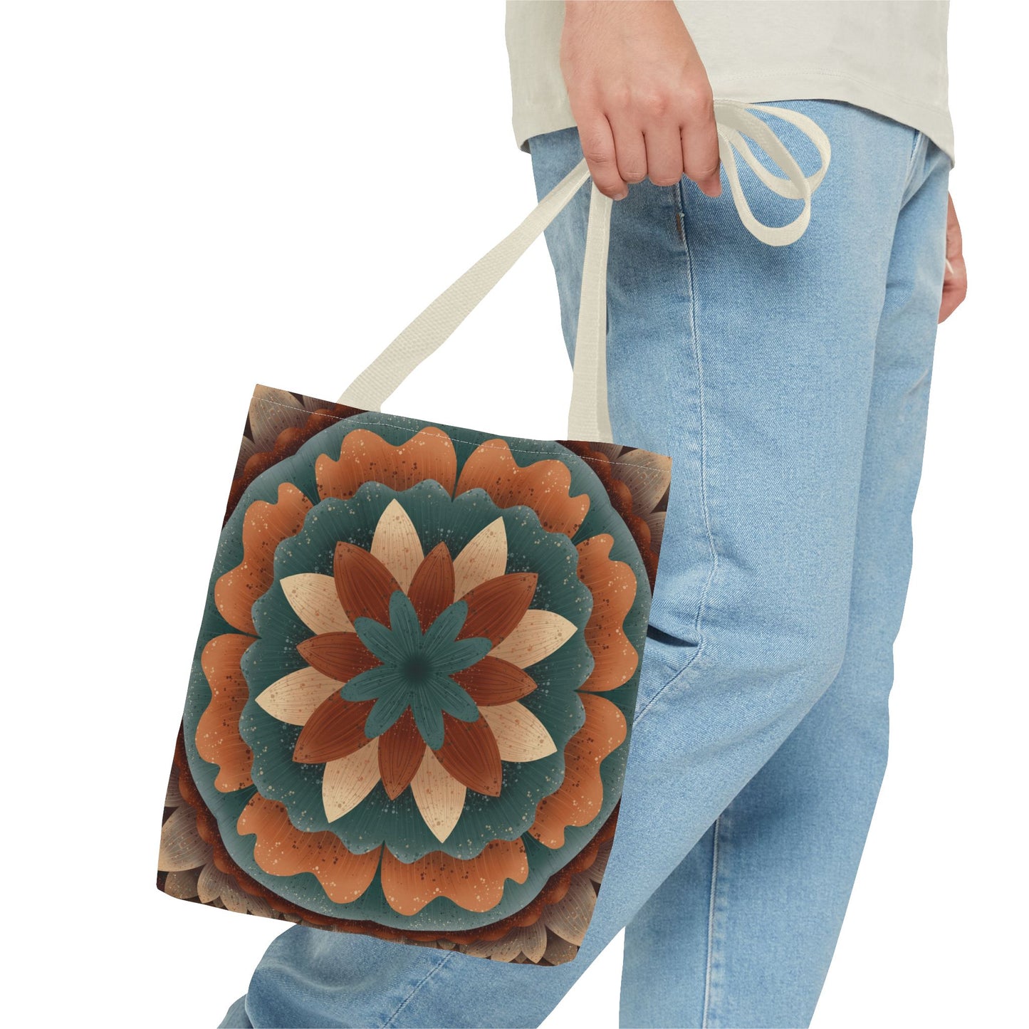 Harvest Harmony Mandala Tote Bag, Fall Vibes Market Bag, Boho Eco-Friendly Shopping Tote, Mandala Print Shoulder Bag, Hippie Reusable
