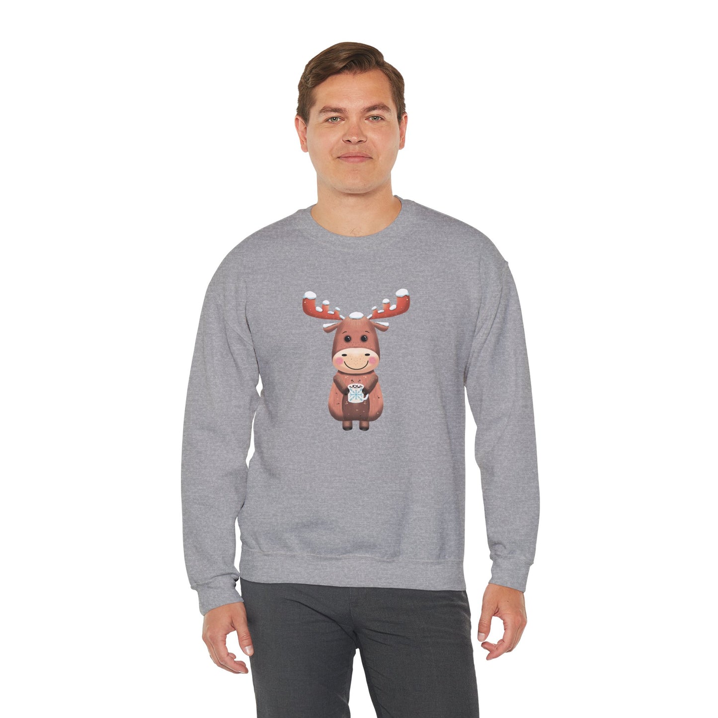 Moose Hot Chocolate Crewneck Sweatshirt by Anndria