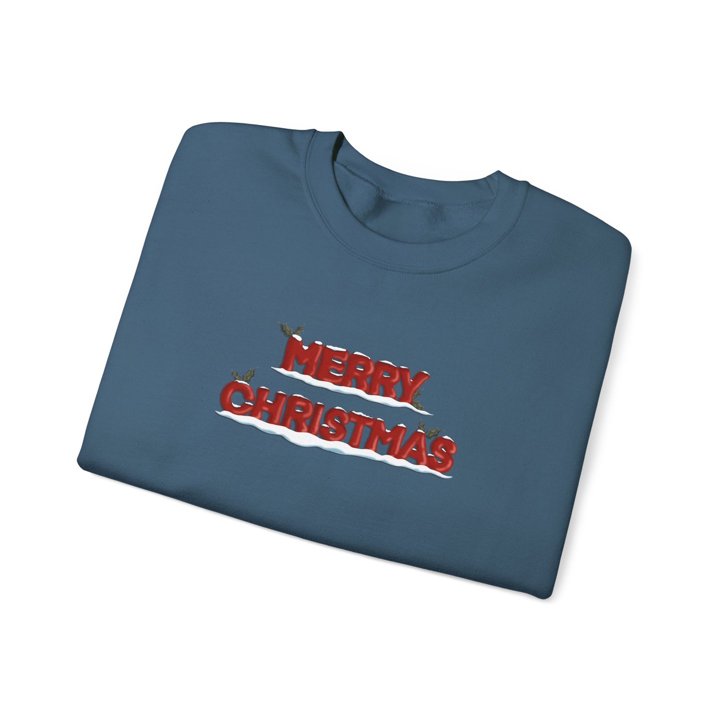 Merry Christmas with Snow and Holly - Unisex Sweatshirt