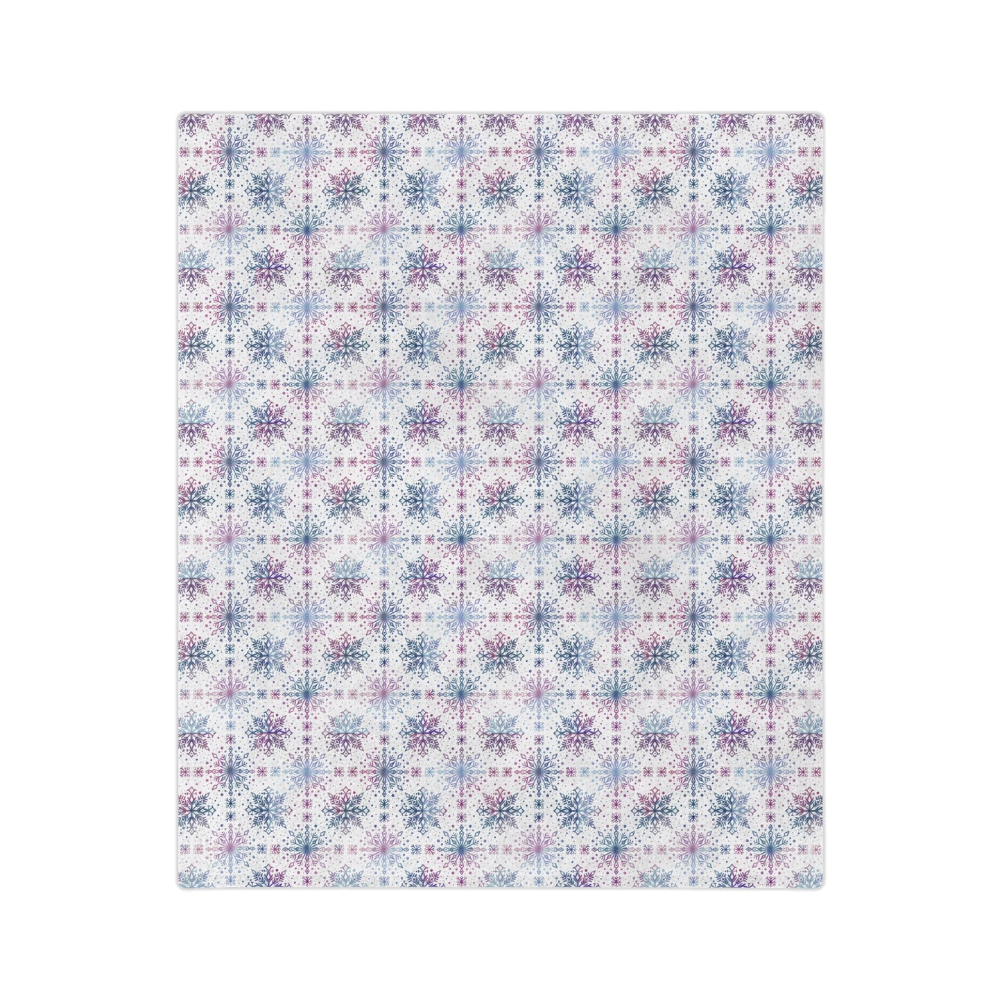 Velveteen Microfiber Blanket - Watercolor Snowflake Design by Anndria - Blue, Pink and Purple