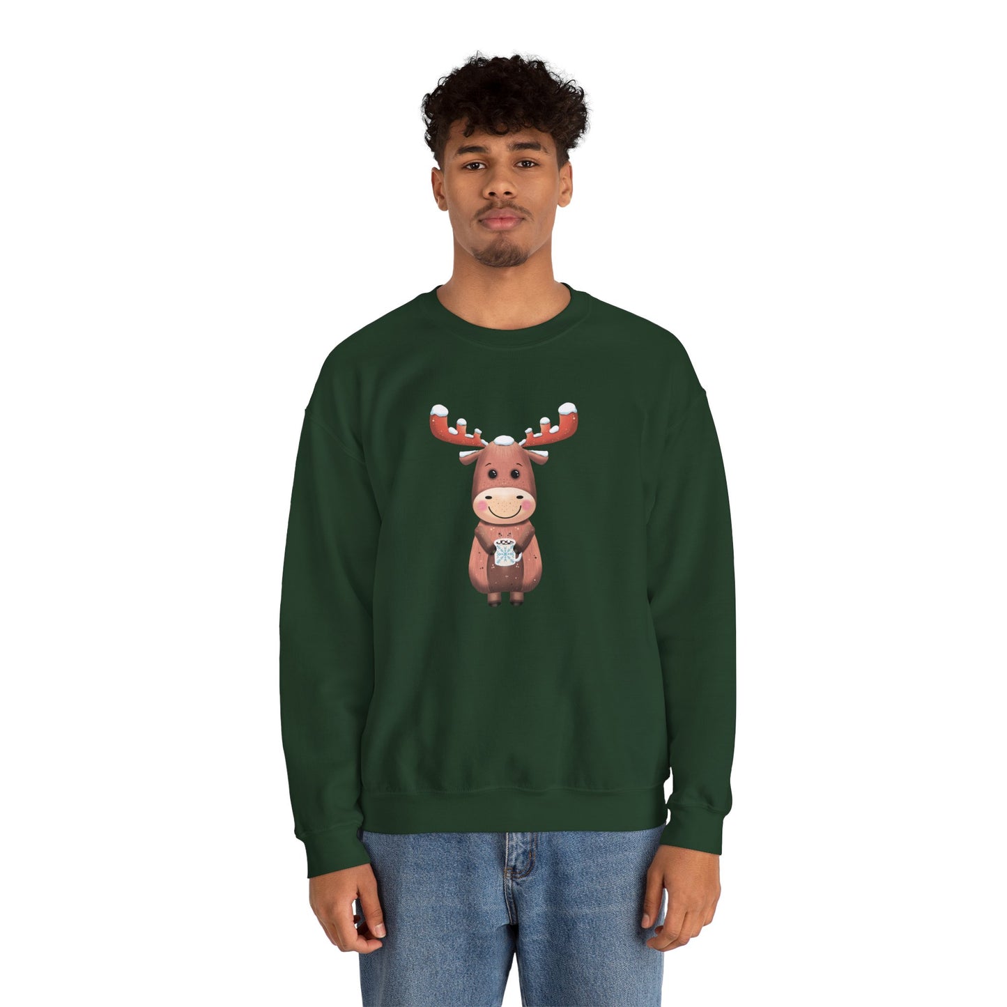 Moose Hot Chocolate Crewneck Sweatshirt by Anndria