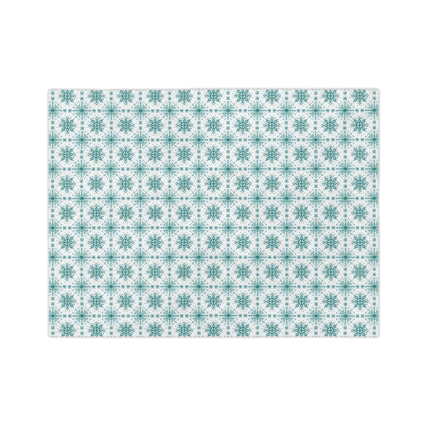 Velveteen Microfiber Blanket - Watercolor Snowflake Design by Anndria - Teal and White