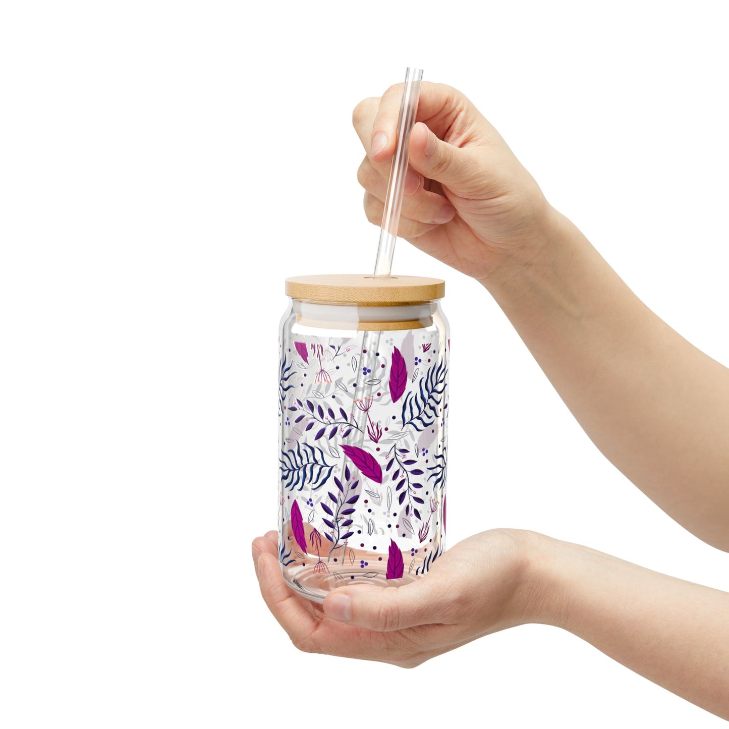 Sipper Glass - Midnight Purple Forest Design 16oz