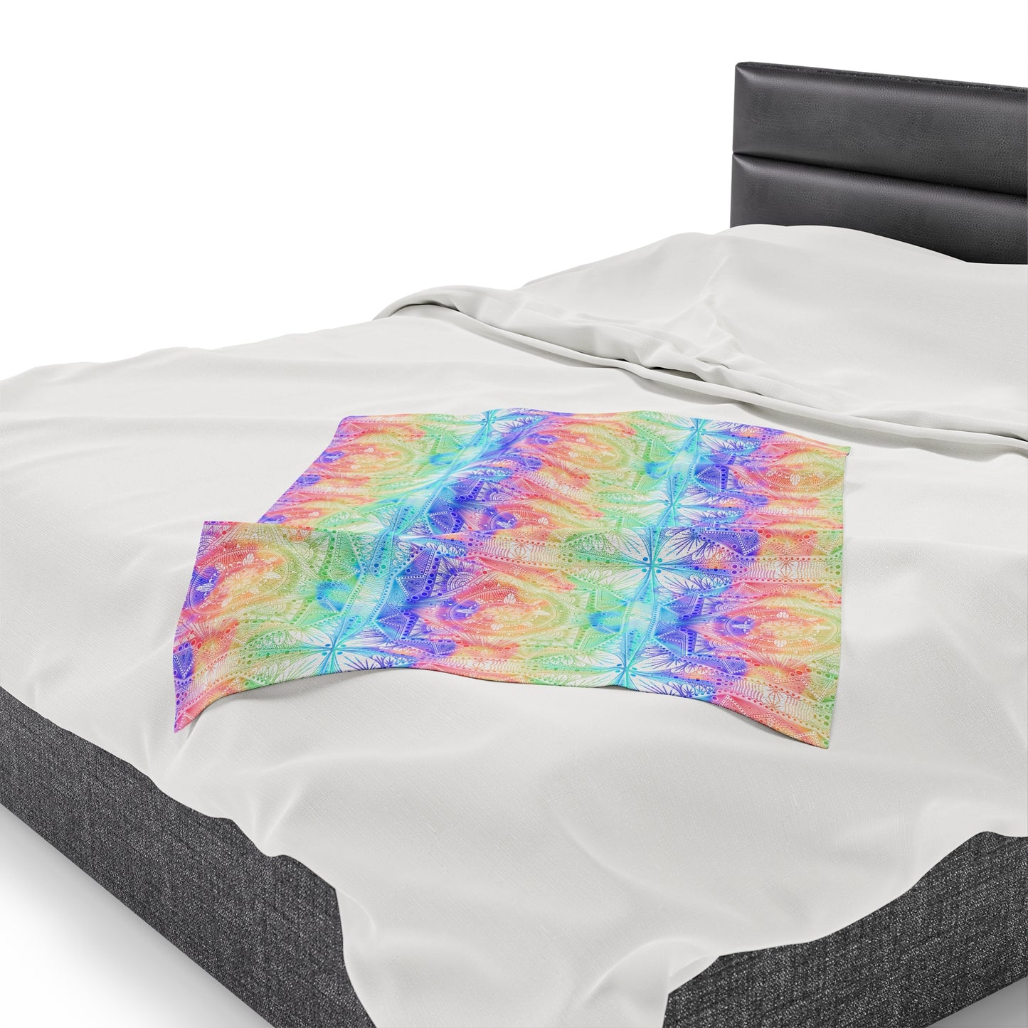 Velveteen Plush Blanket - Celestial Kaleidoscope Mandala Style Artwork by Anndria