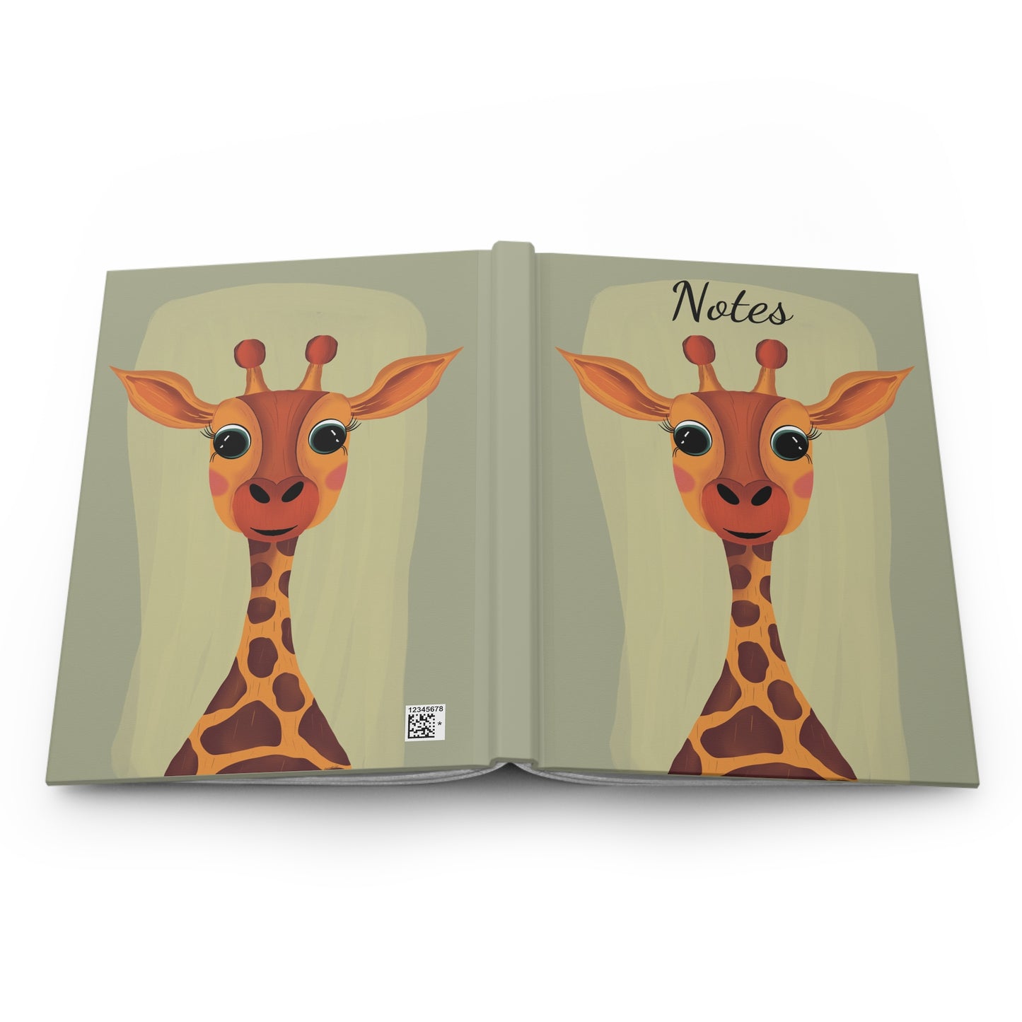 Green-Eyed Grace Hardcover Journal, Giraffe Design, Matte Cover Notebook, Blank Pages, Stationery Gift, Writing Diary, Notepad Sketchbook