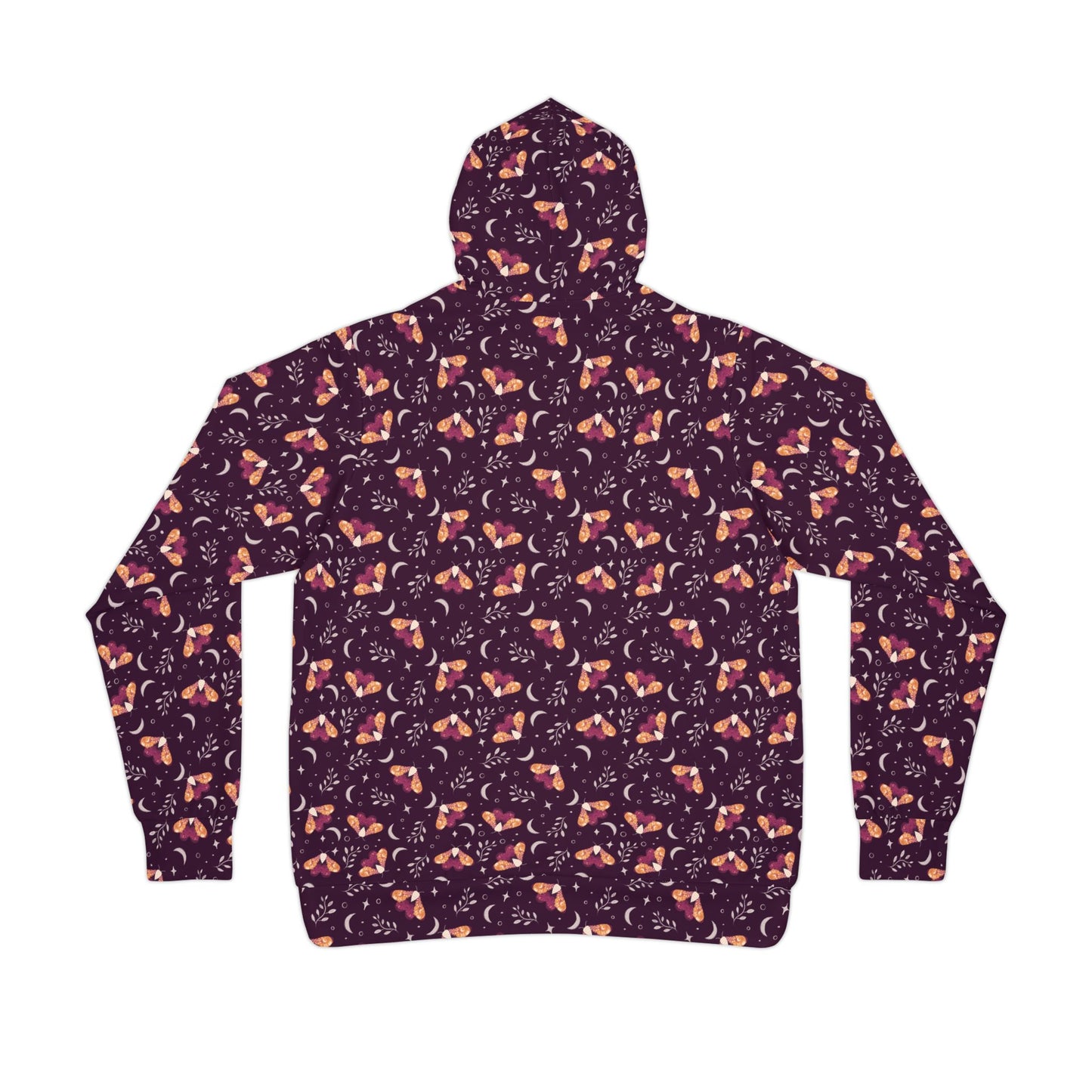 Witchy Moth Orange Athletic Hoodie by Anndria