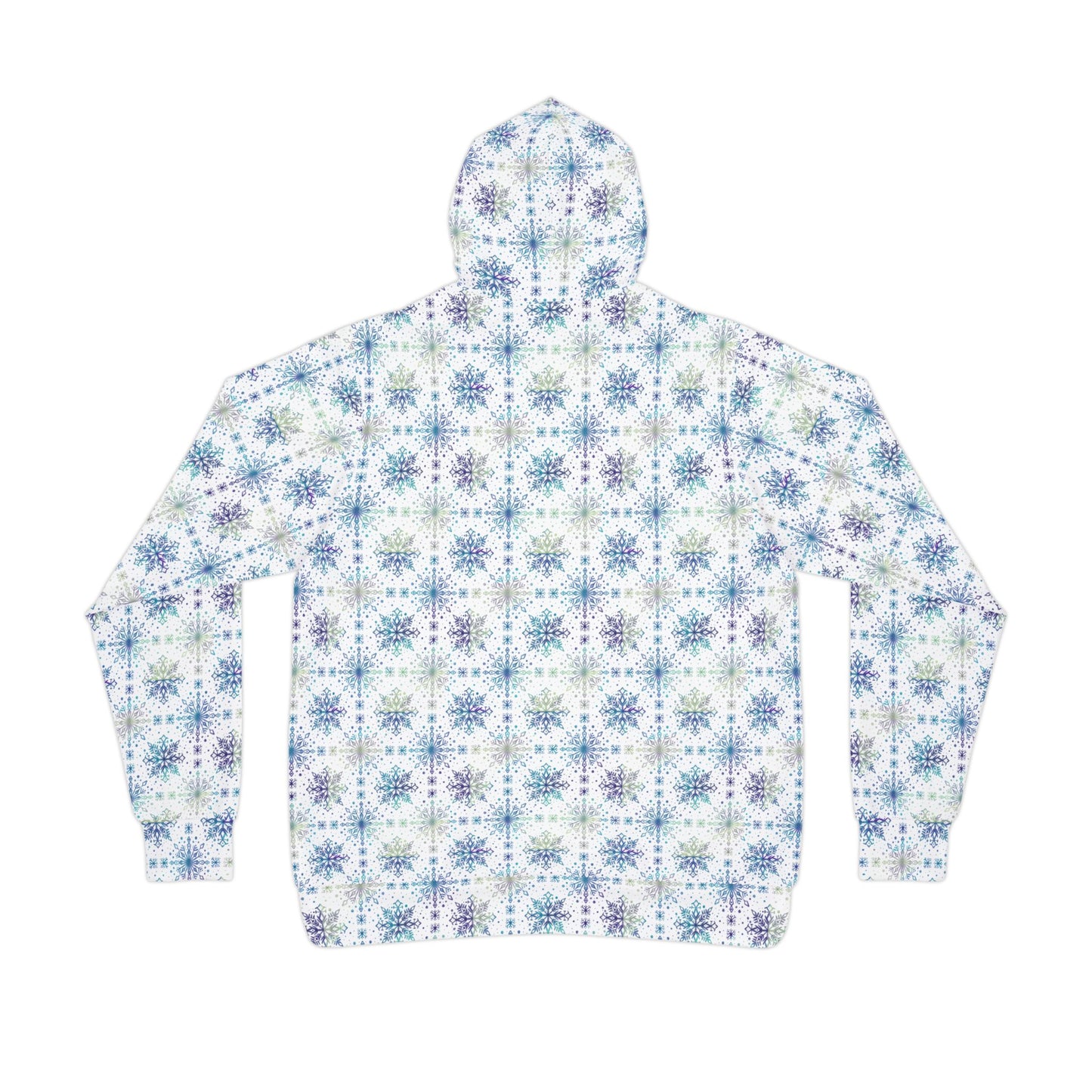 Snowflake Athletic Hoodie - Watercolor Design by Anndria - Frosty teal, purple and green