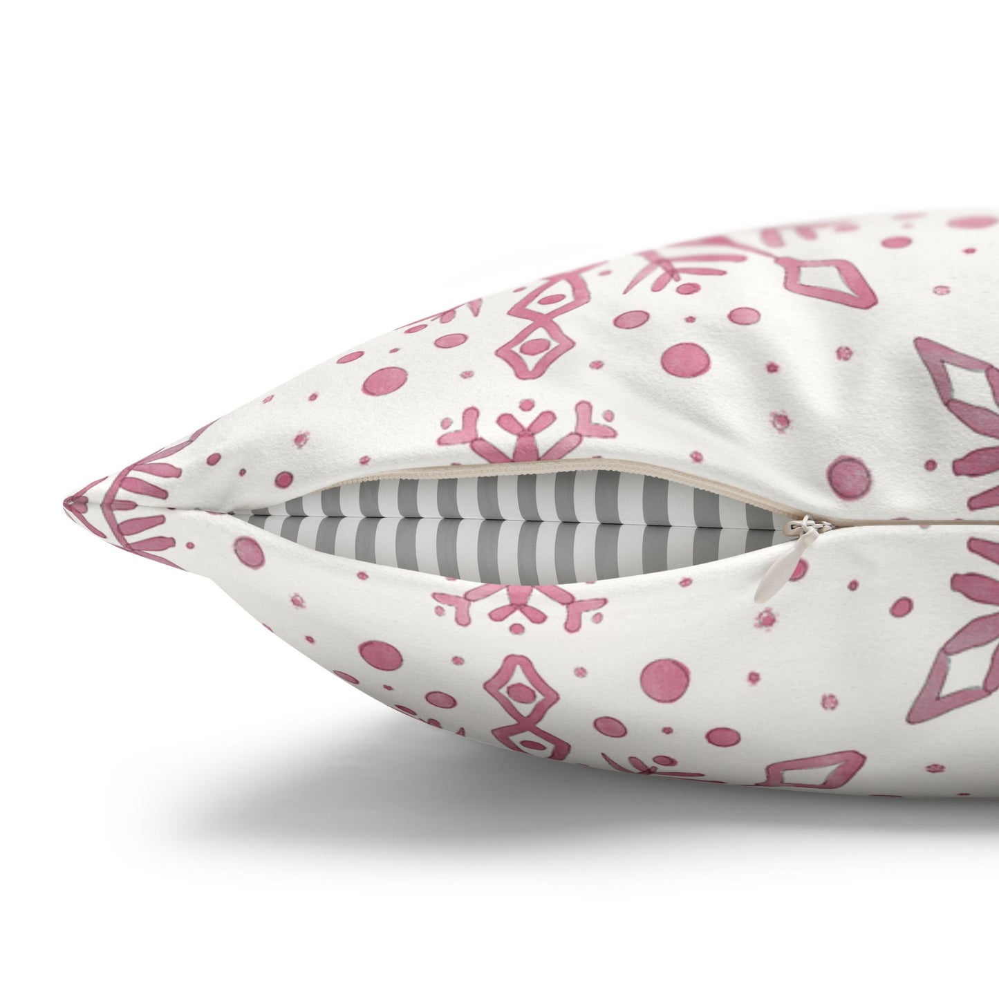 Pillowcase Watercolor Snowflake Design - Pink and White