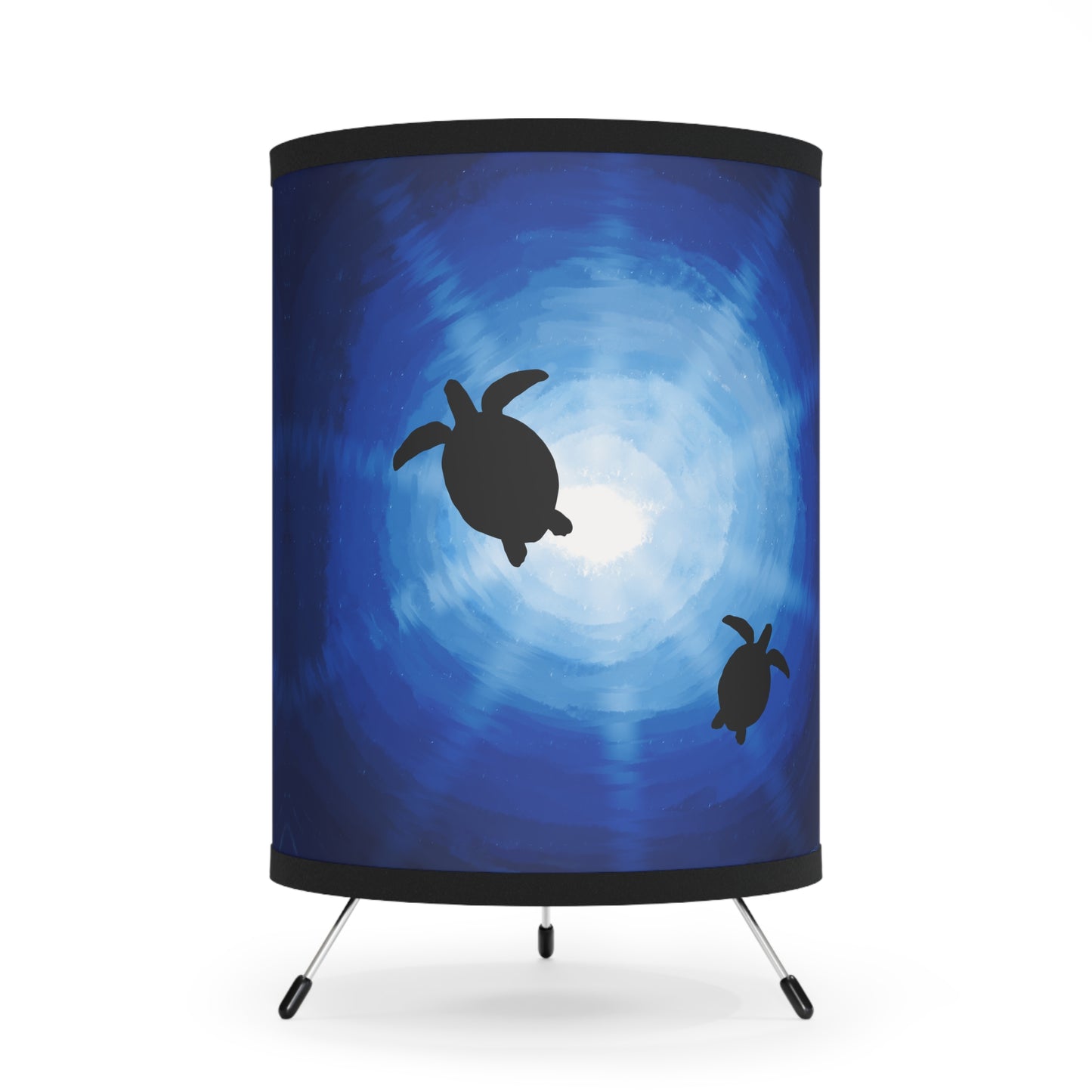 Ocean-Inspired Tripod Lamp with Turtle Design by Anndria | High-Res Printed Shade
