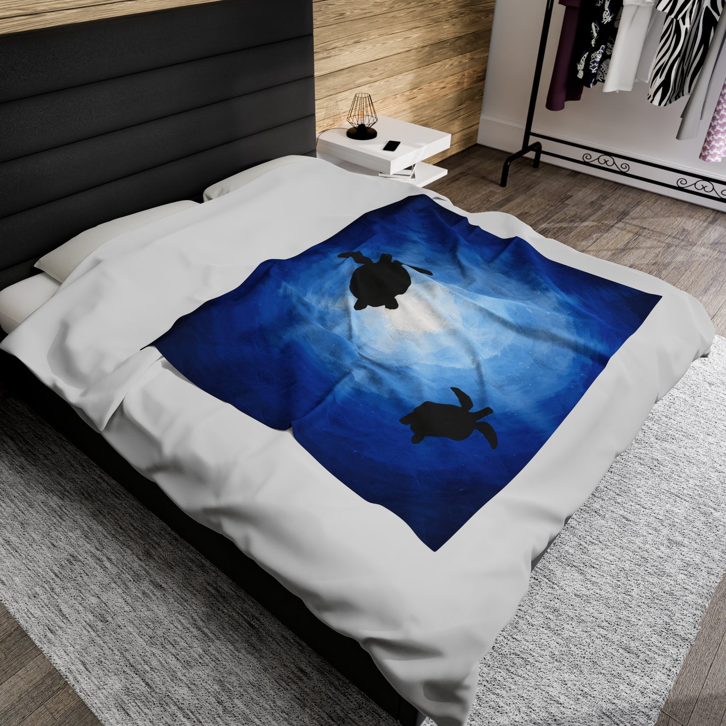 Plush Blanket - Sea Turtles Swimming Through Sun Rays Drawn by Anndria