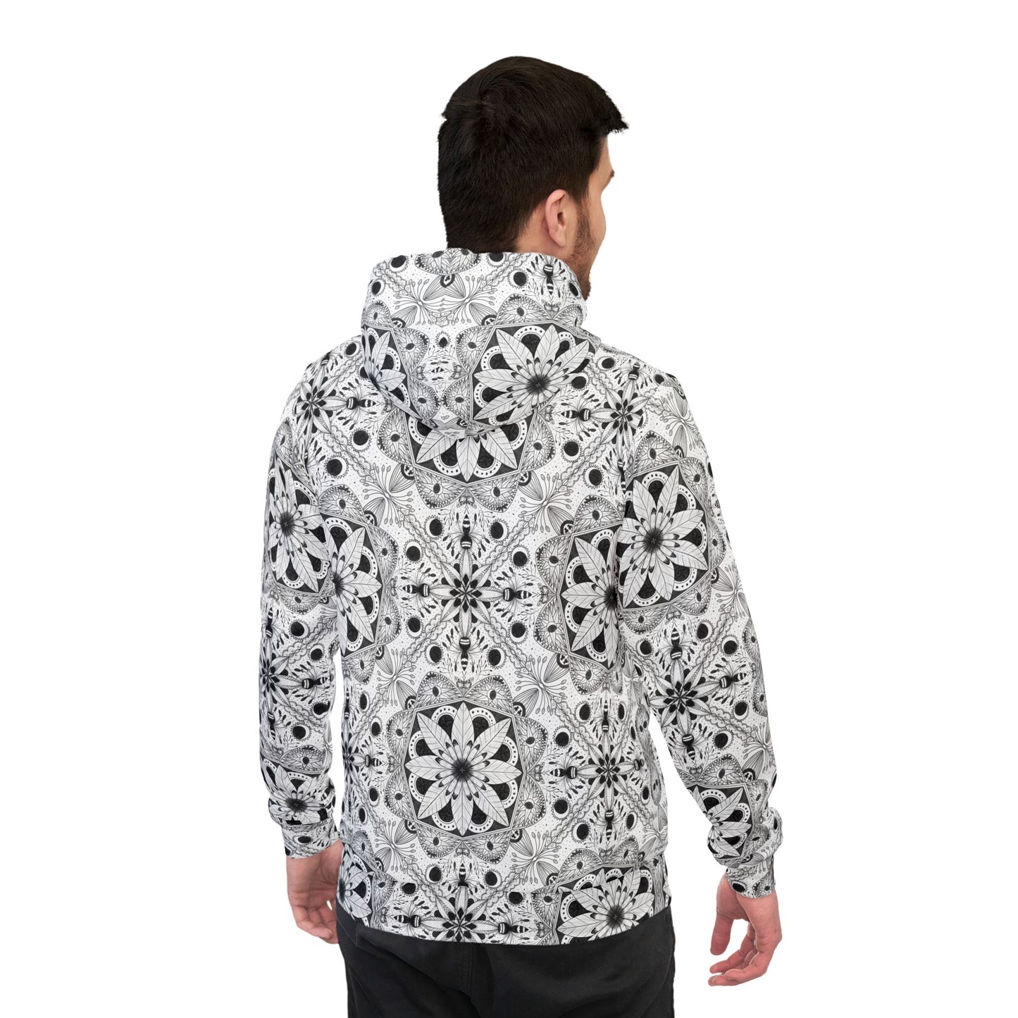 Stylish Black and White Floral Athletic Hoodie - Perfect for Casual Workouts and Everyday Wear