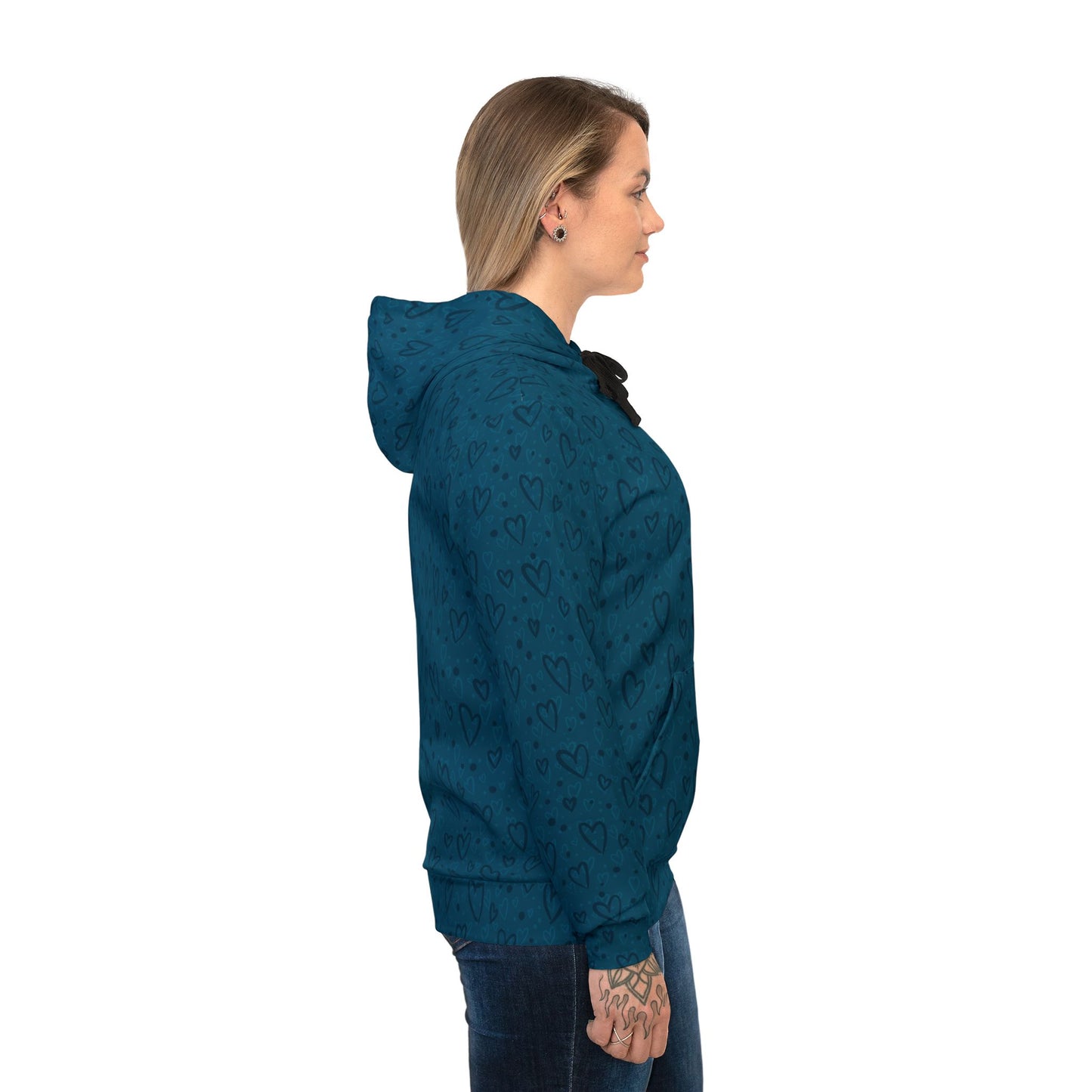 Teal Hearts Athletic Hoodie - Designed by Anndria