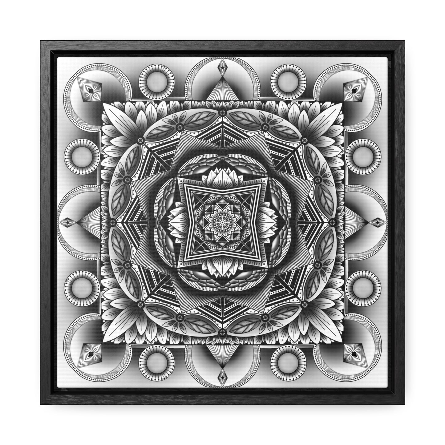 Square Frame Canvas Print, Black and White Mandala Artwork by Anndria, Gallery Wall Decor, Minimalist Home Decoration, Zen Meditation Gift,