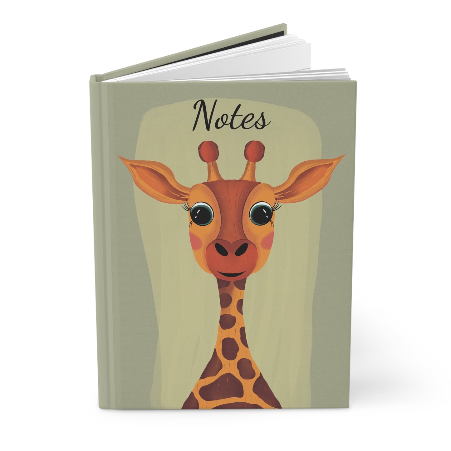 Green-Eyed Grace Hardcover Journal, Giraffe Design, Matte Cover Notebook, Blank Pages, Stationery Gift, Writing Diary, Notepad Sketchbook