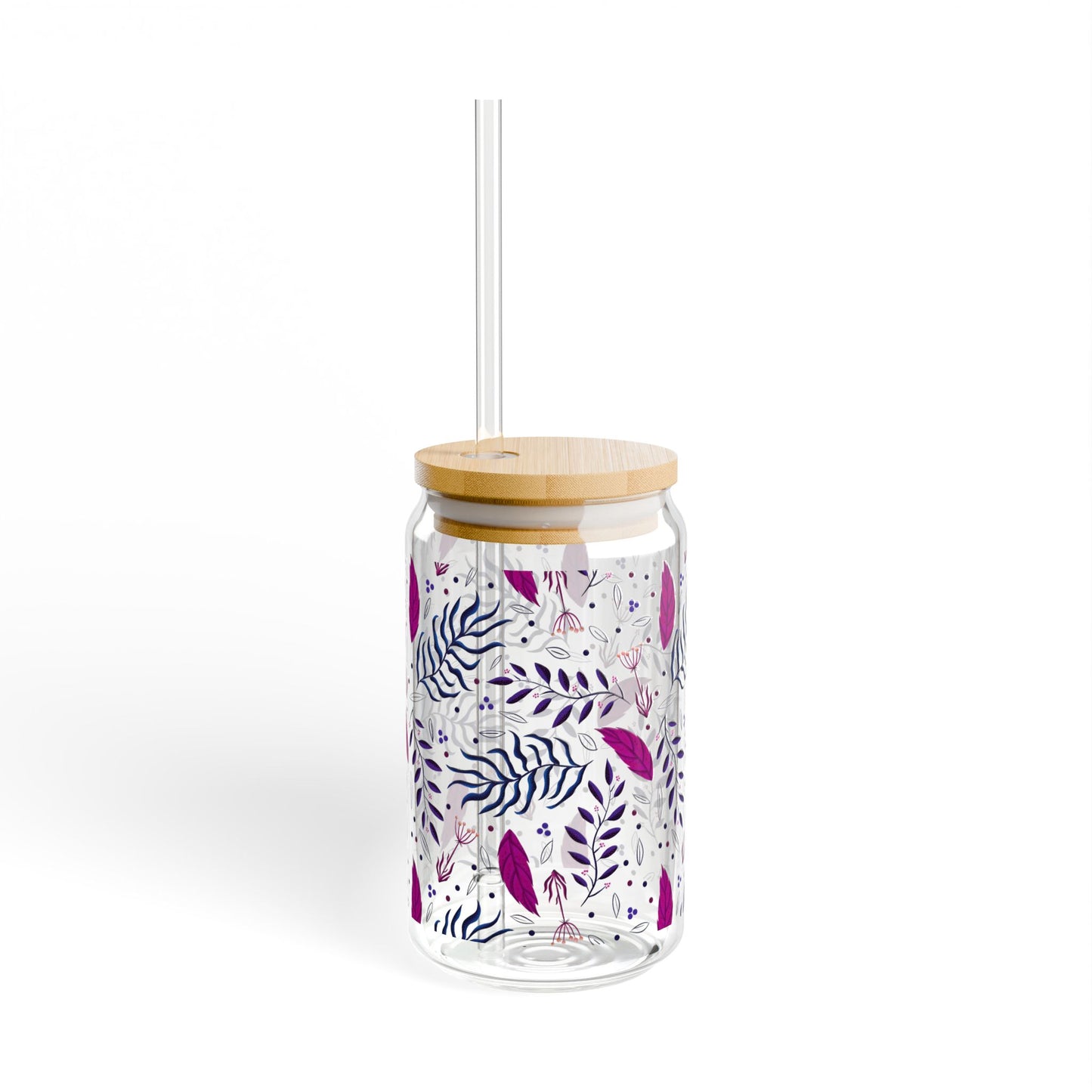 Sipper Glass - Midnight Purple Forest Design 16oz