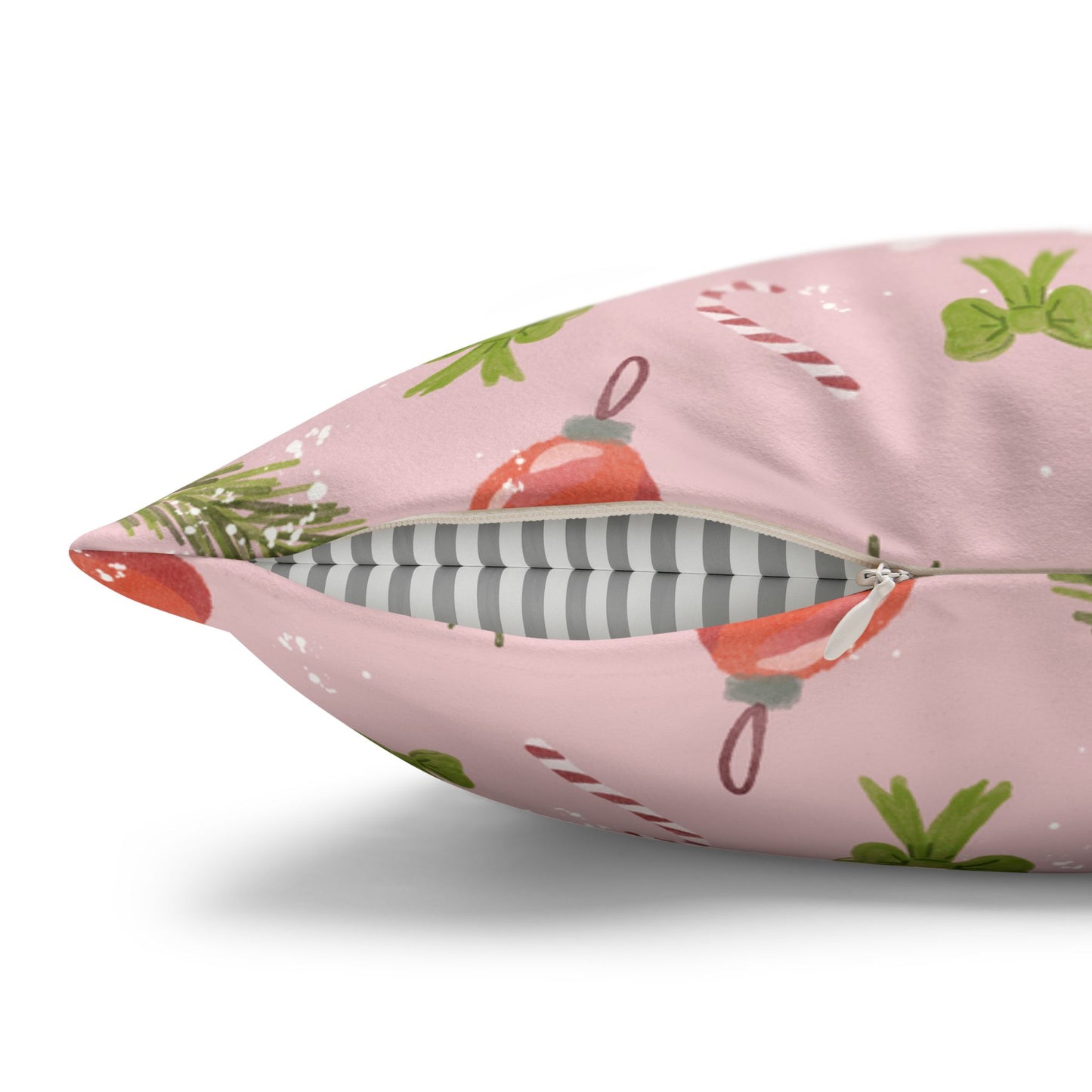 Pillowcase Watercolor Christmas Trim Pattern - Pink